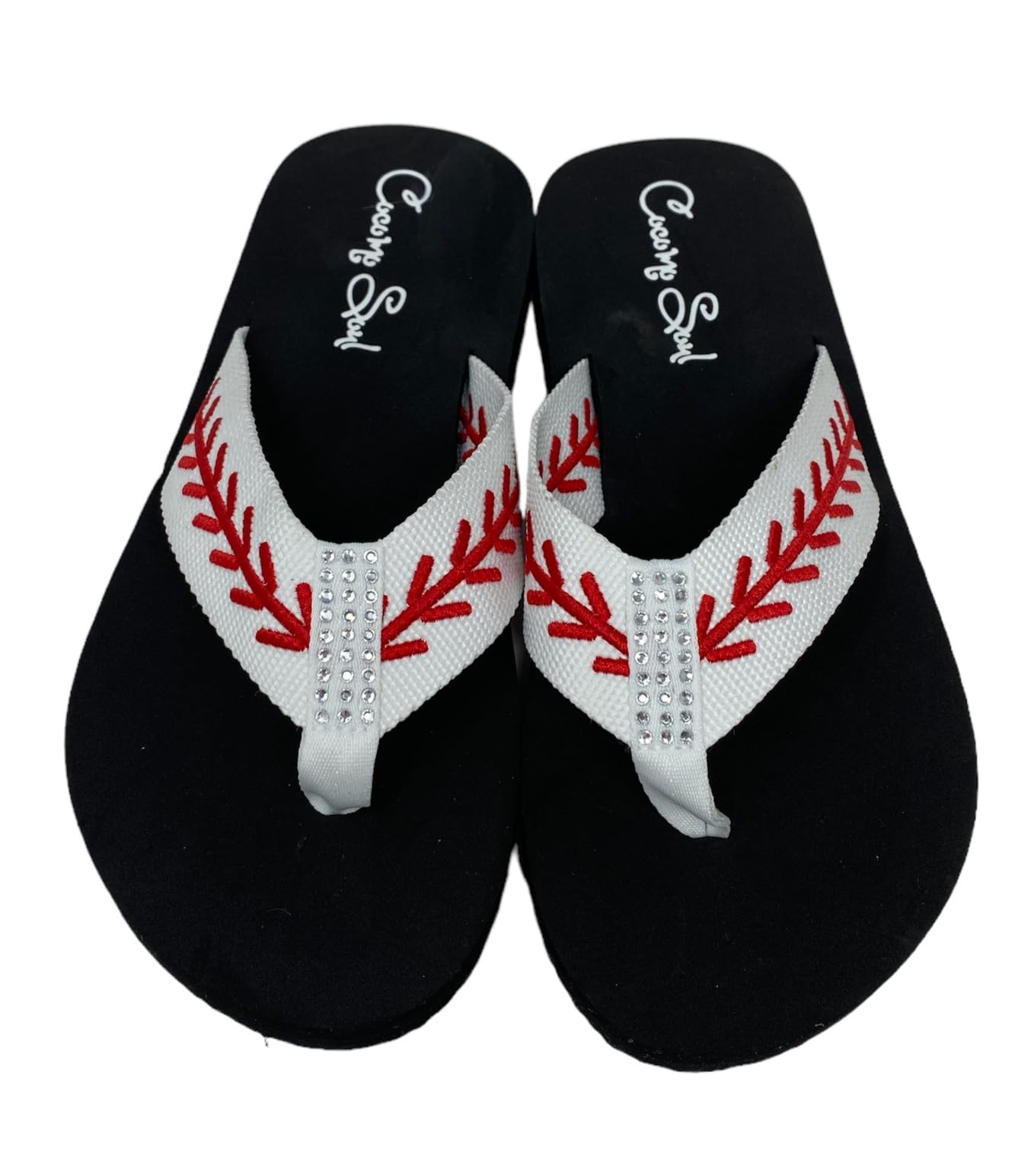 Cocomo Soul Baseball Flip Flops | Embroidered Slippers | Sandals | Mom Footwear for Women (6)