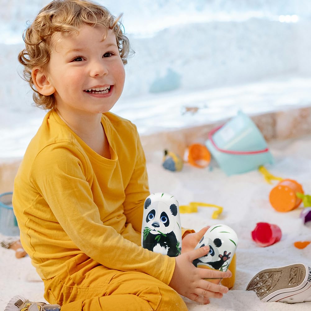 Juego de 6 muñecas nido Panda, Panda Lindo y Animal de Bambú de Madera Hecho a Mano Muñeca Rusa Tradicional Matrioshka Juguete apilable para Niños Cumpleaños Decoración de Fiesta de Navidad