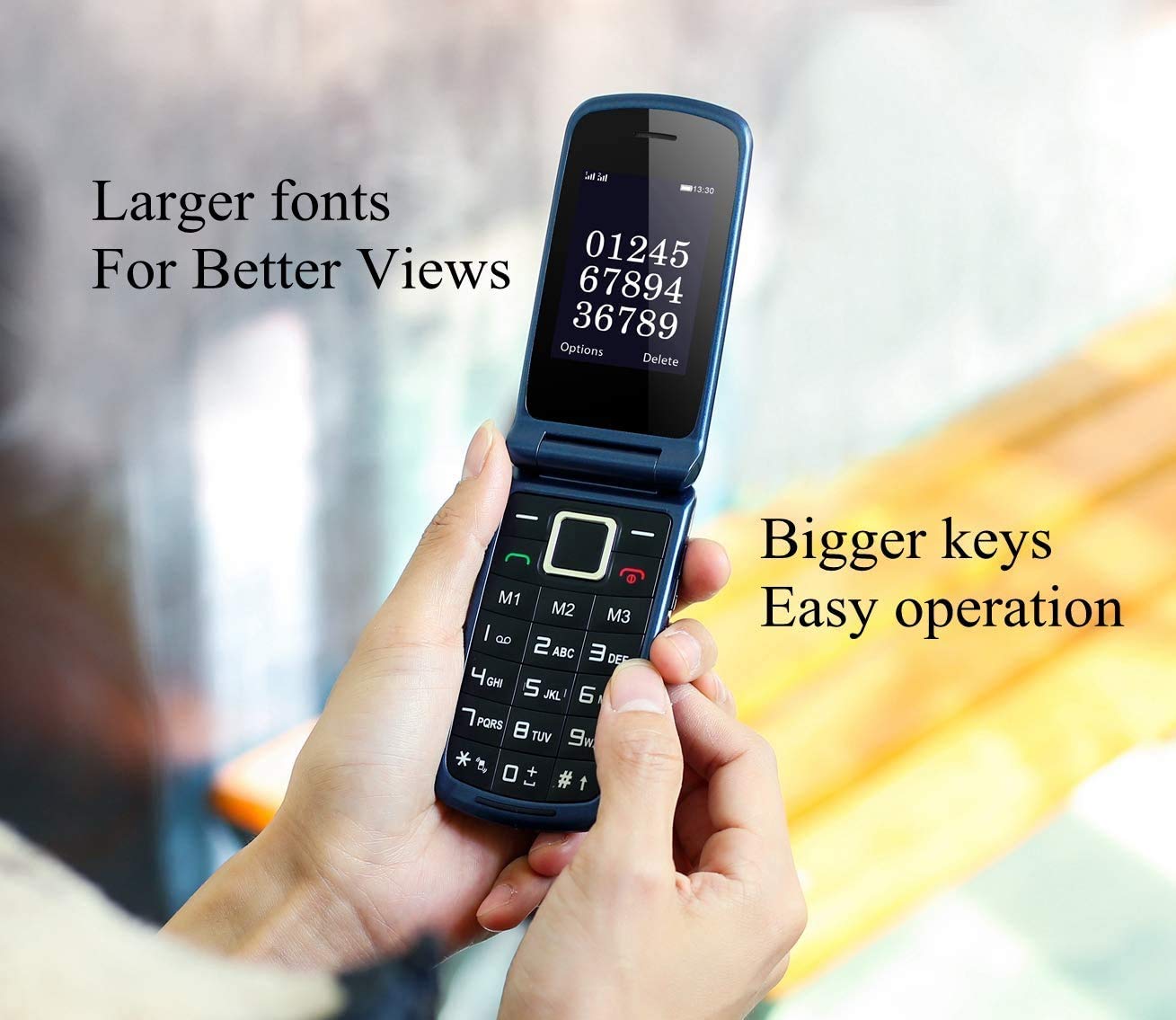 uleway Telefono Movil para Mayores, gsm Teléfono Móviles con Teclas Grandes, SOS Botón, Doble Pantalla de 2,4+1.77 Pulgadas, Base de Carga, Llamada Rápida, Sonido Fuerte de Radio (Azul)
