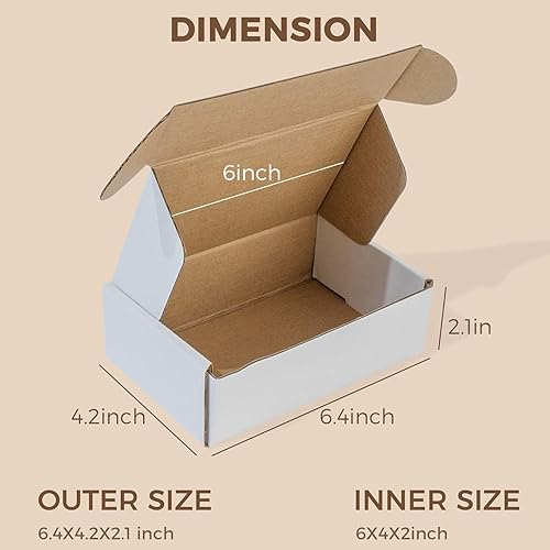 Miniatura 2 de Golden State Art, Caja de envío pequeña de 6 x 4 x 2 pulgadas, caja de cartón corrugado blanco para correo, embalaje para pequeñas empresas, paquete