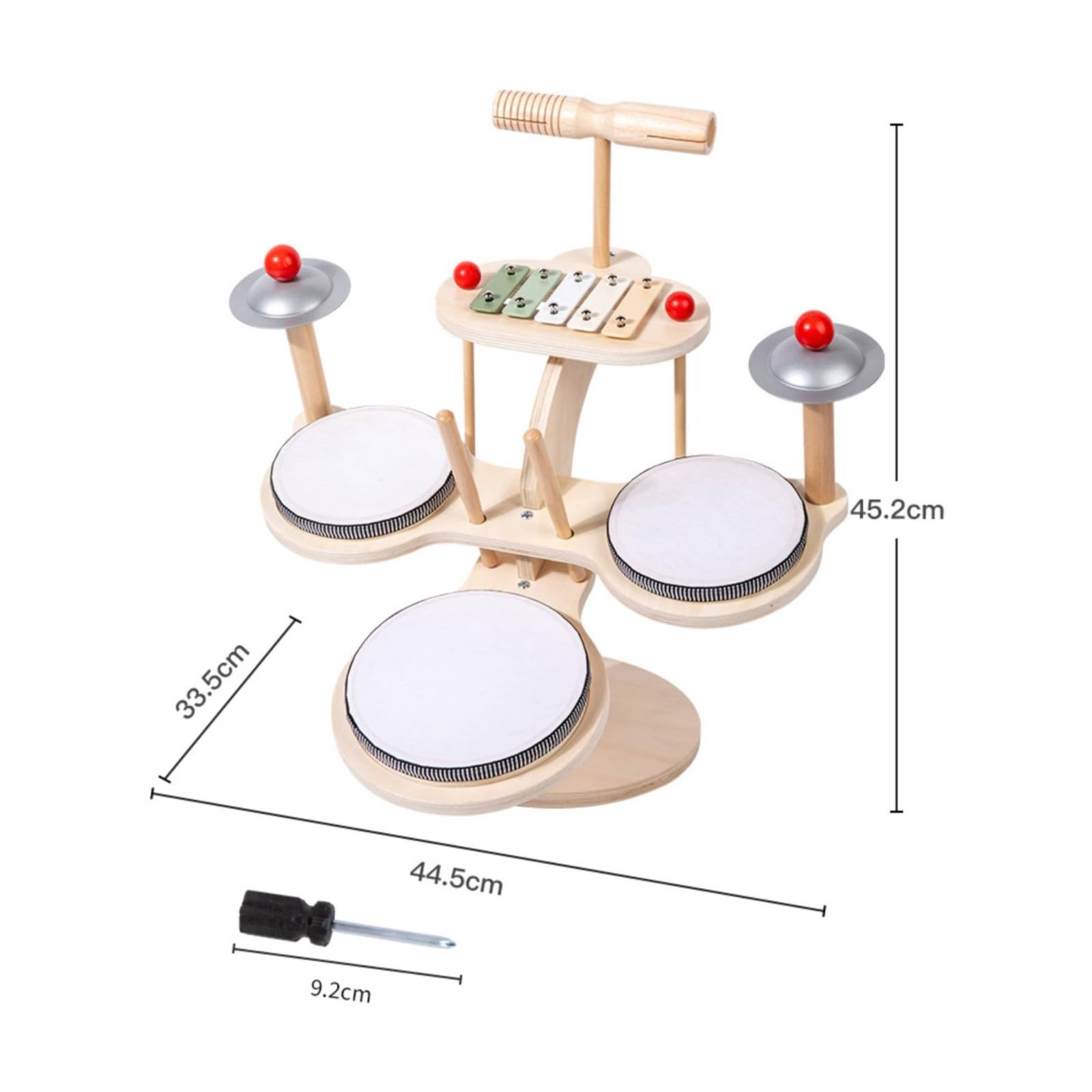 harayaa Juego de Percusión Infantil con Batería Platillos Xilófono y de Madera con Mazos Ergonómicos para Coordinación y Adecuado para Niños en Aula Hogar Regalo Educativo