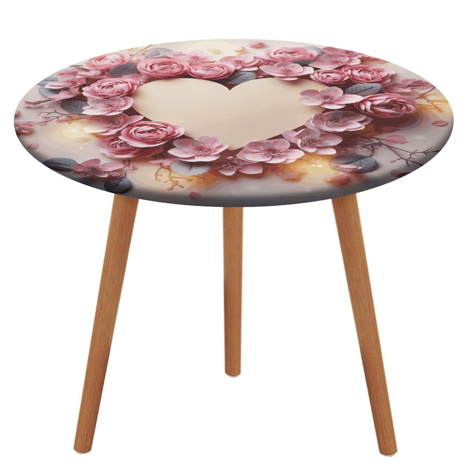 Nappe d'extérieur ronde en carton motif cœur pour pendaison de crémaillère