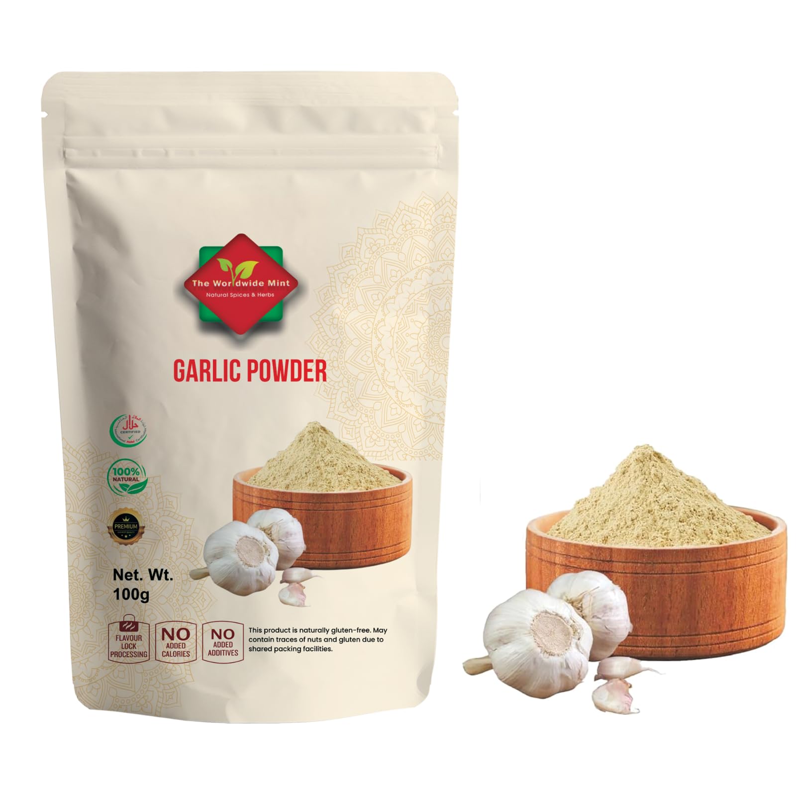 Garlic Powder (100g/3.52oz) l Ground Garlic l Ground from Whole Dried l Powder Seasoning | Vegan & Gluten free |100% Natural l Premium Quality l No Additives l Zip Sealed bag Packaging