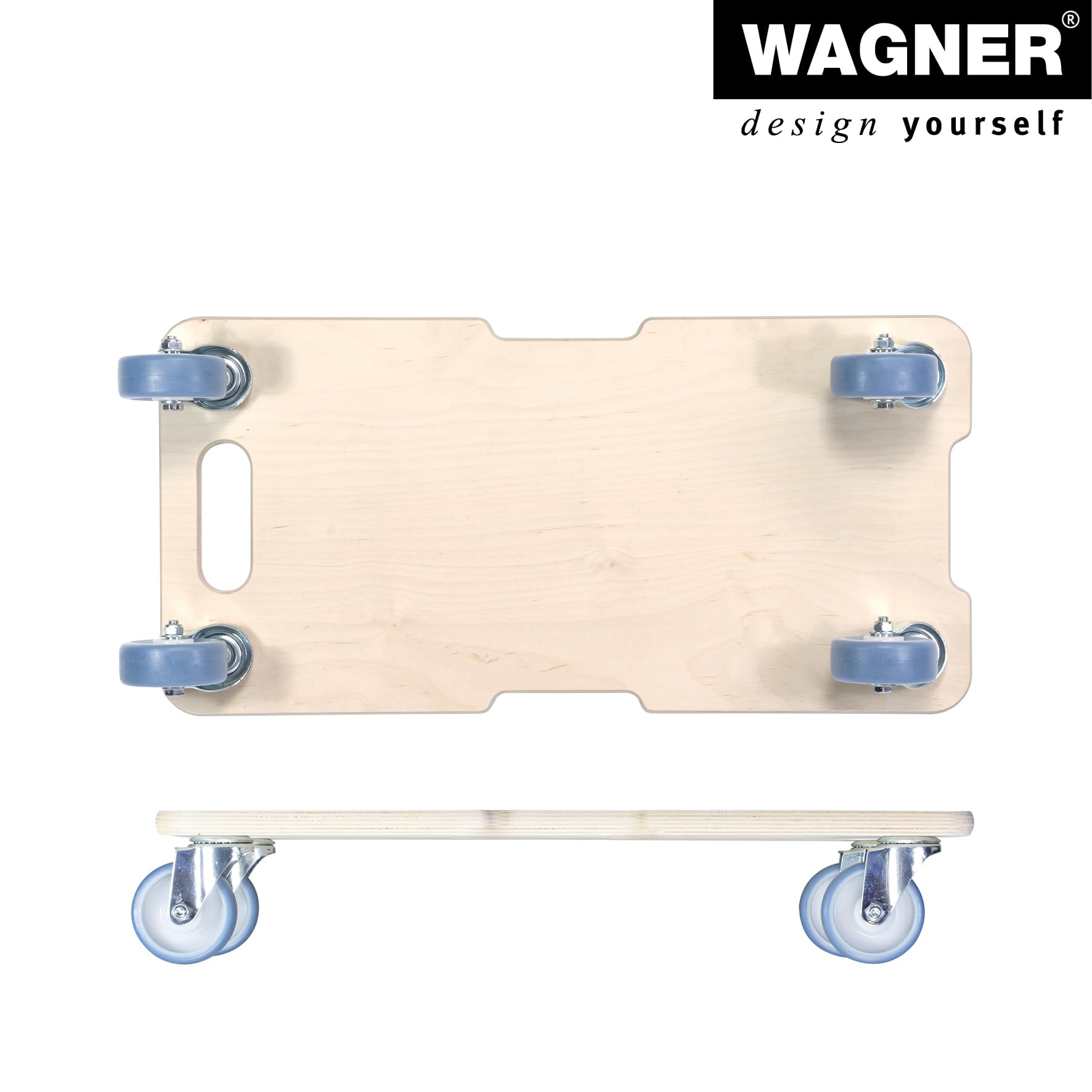 Wagner Chariot de Transport MM 1325 I 59 x 29 x 11 cm - Charge 300 kg - pour Objets encombrants, matériel et Meubles I 3 poignées encastrées I certifié FSC® - 20132501