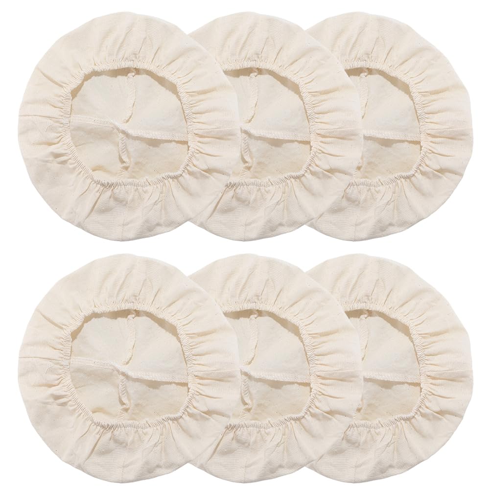 CREATCABIN 6Pcs Bread Proofing Basket Cloth Liner Bread Basket Liner Cloth 9.84Inch Round Baking Dough Basket Cover Natural Rattan Banneton Proofing Cloth for Sourdough Bakery Home Baking Supplies