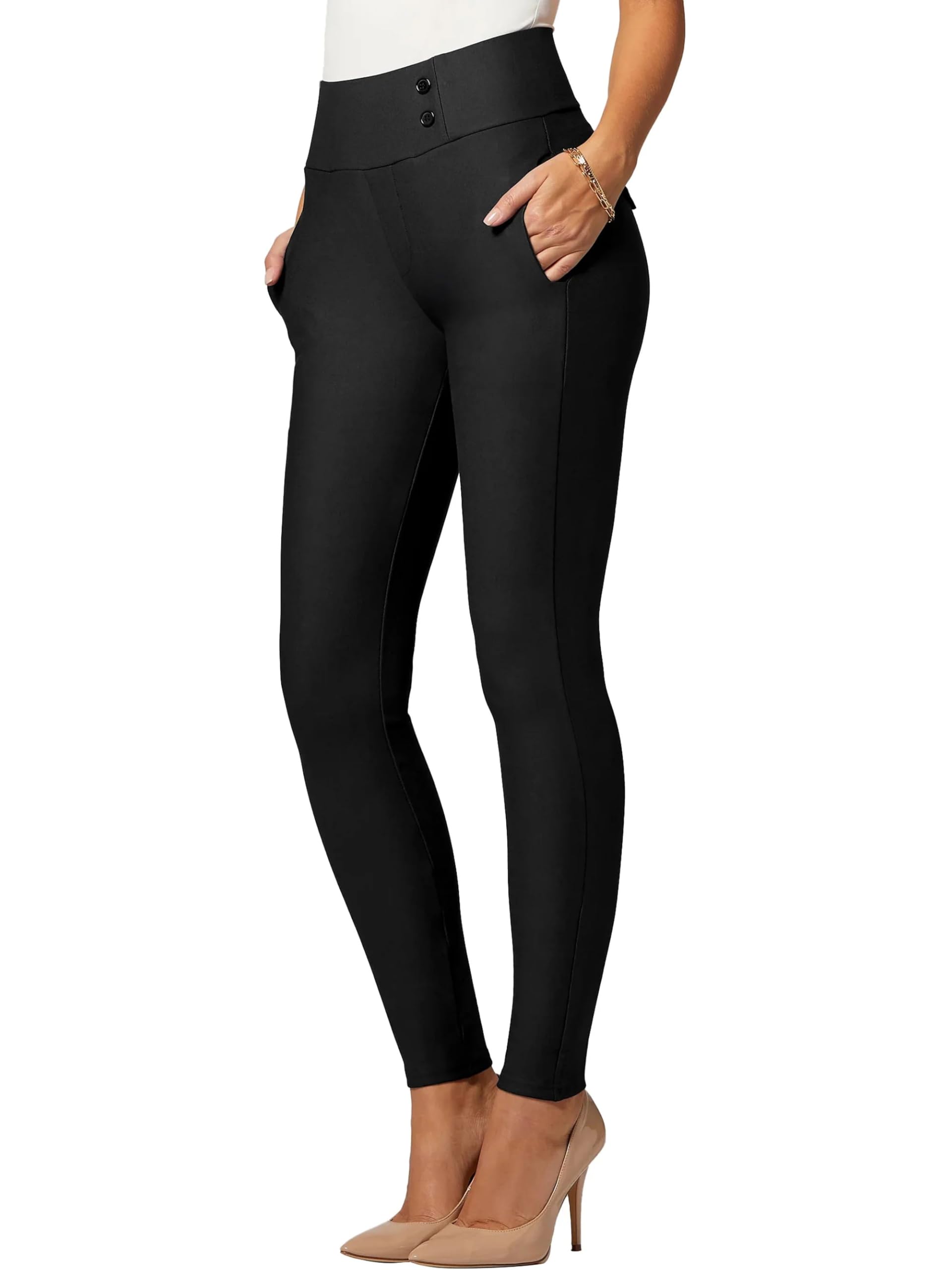 Conceited Stretch Slacks for Women - Wear to Work - Tummy Control - Slim Leg - Pockets -