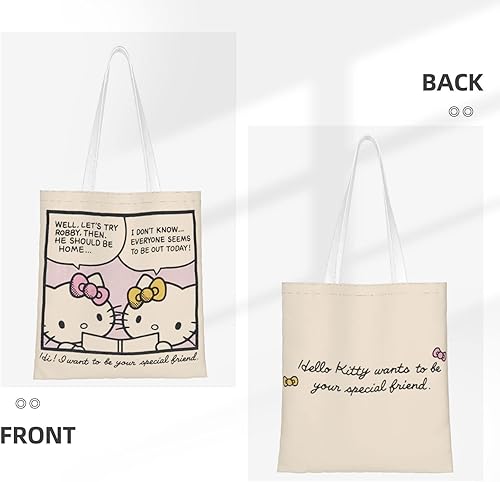 Miniatura 3 de Bolsa de anime para mujeres y niñas, bonita bolsa de cosméticos de estética reutilizable, bolsa de maquillaje de lona, bolsa de compras, bolsa de