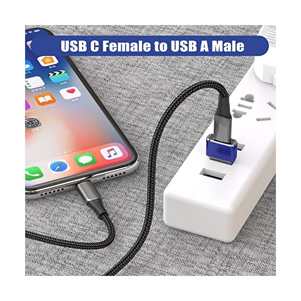 Basesailor USB C Buchse auf USB Stecker Adapter 4Stück,Typ C auf USB A Ladekabel Adapter für iPhone 12 13 Pro Max,SE… – Bild 6