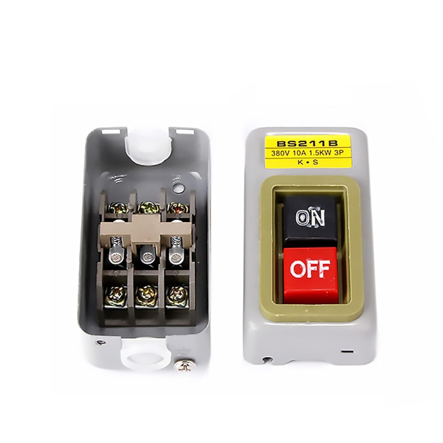 Power Control Button Switch Industrial Household Three-Phase Motor Start Button Press Switch BS211B 216B 230B 1.5/2.2/7.5KW(BS211B 1.5KW)