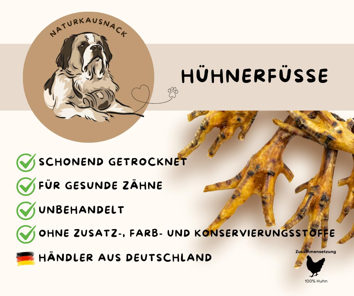 Warnick's Hundesnack Vorratspack Hühnerfüße braun getrocknet - 5 kg | Naturkausnack für Hunde aus 100% Huhn - Ideal auch für kleine Hunde - Schonend getrocknet ohne Zusätze - Zahnpflege