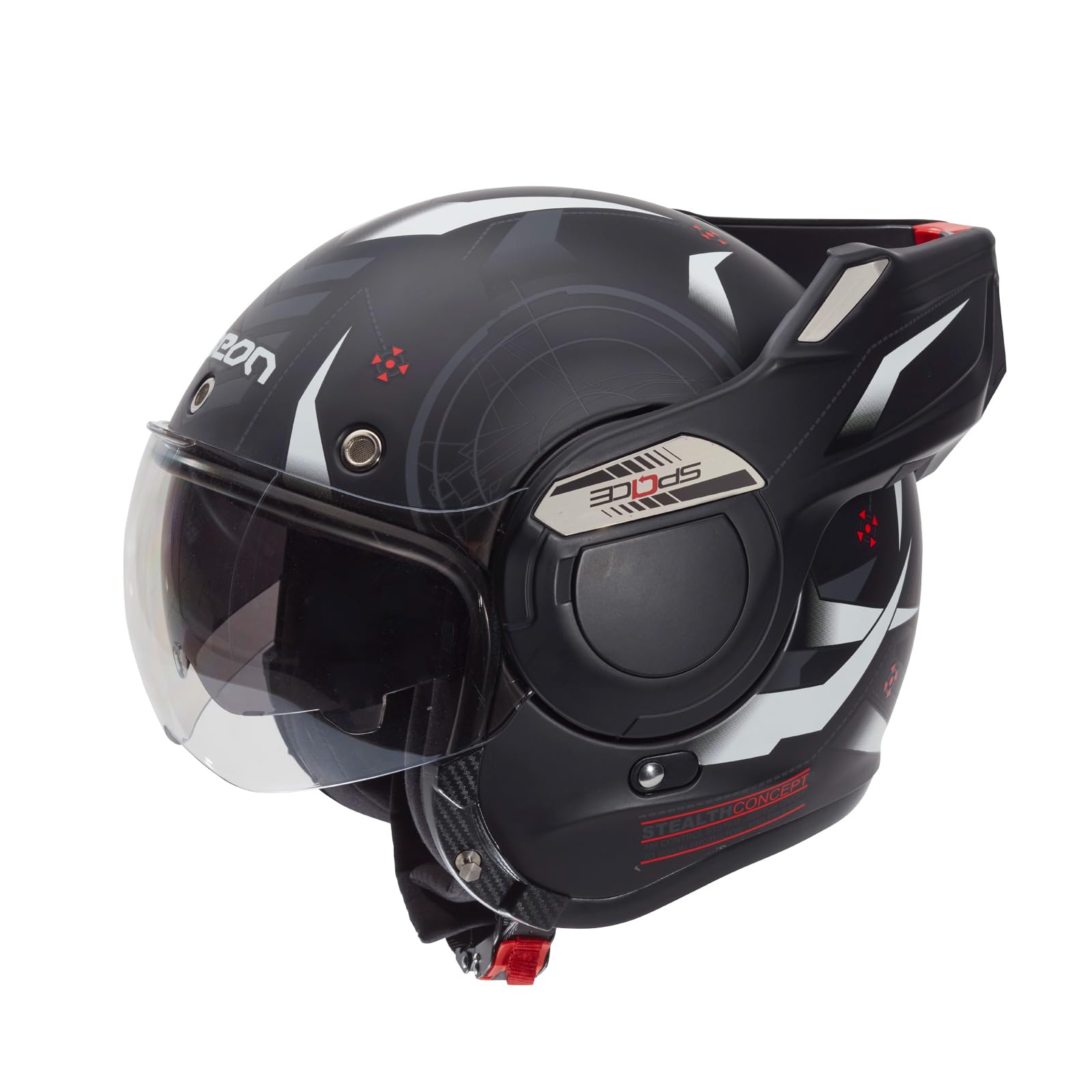 BEON Stratos Motorradhelm - Systemhelm Klapphelme mit Visier und Sonnenblende - Rollerhelm Sonnenblende - Motorrad Helm Damen & Herren - Integralhelm 180° Klappbar - Anti-Kratz-Visier - XL