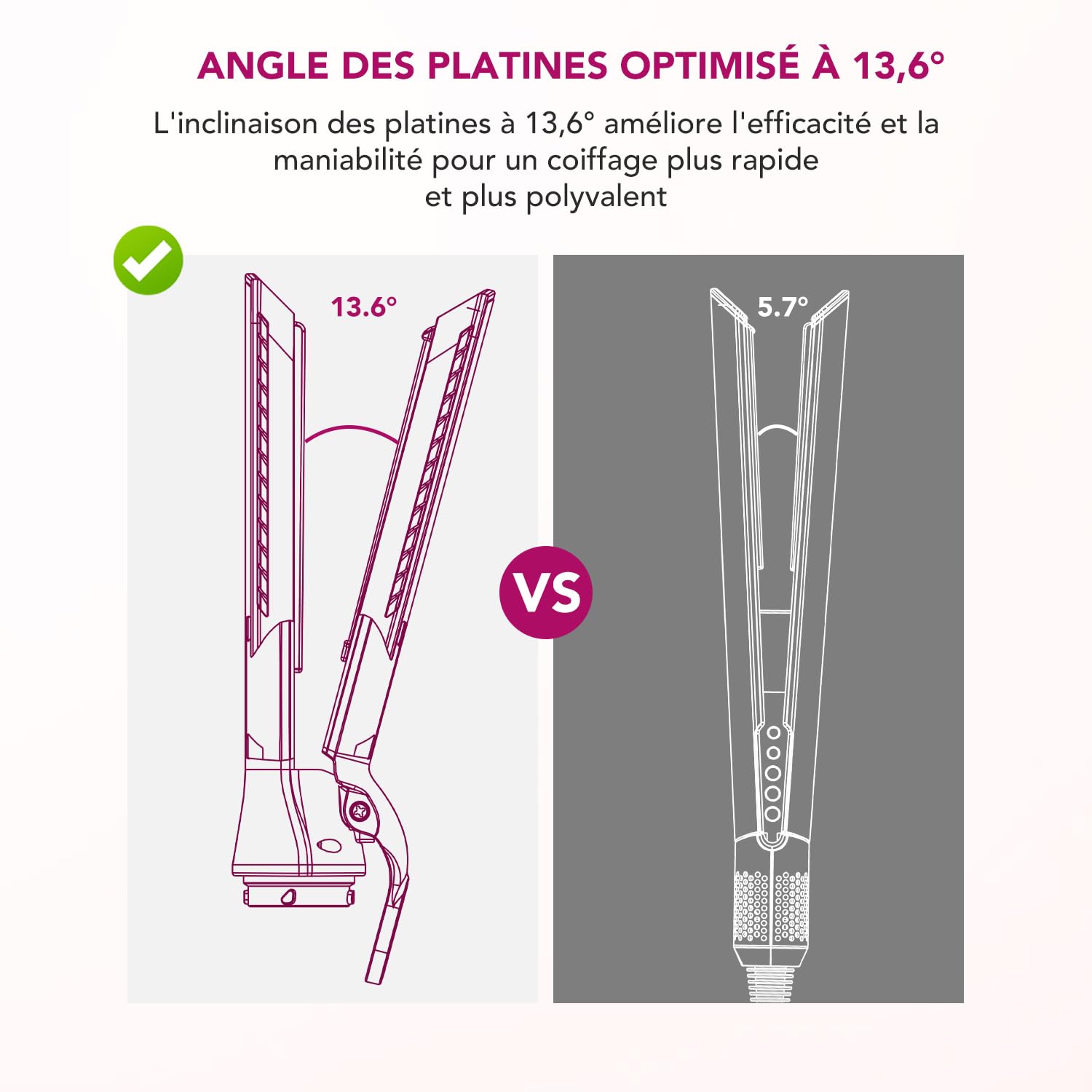 Glätteraufsätze für Dyson Airwrap mit Airflow Technologie ohne heiße Platten für sanftes Haarstyling mit weniger Schäden, Kompatibel mit HS01/HS05/HS08, Fuchsia