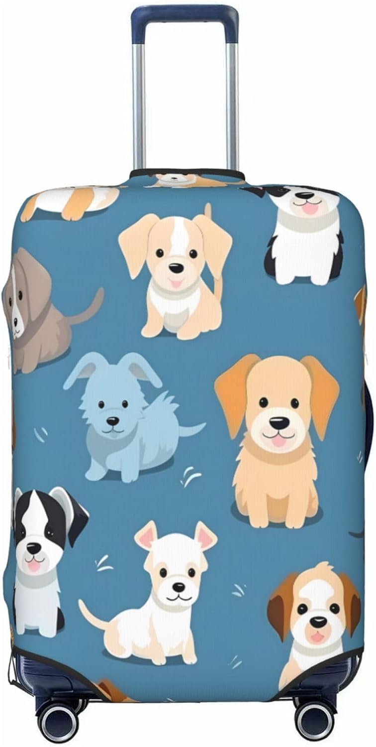 Cute Dog Travel Luggage Cover Elastic Suitcase Covers Washable Anti Scratch Luggage Dust Covers Protector, Fits 25-28 inch Luggage, L