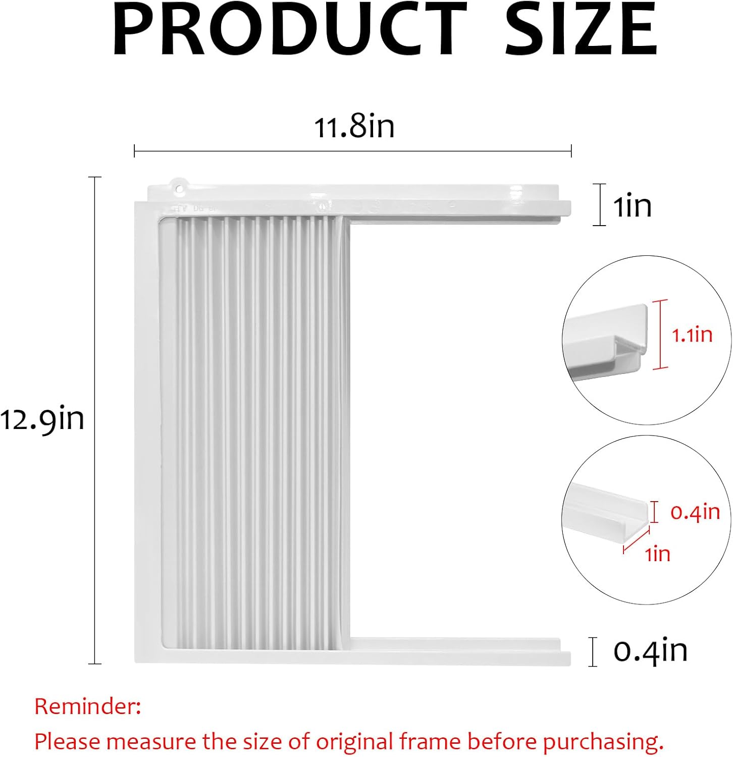 Window Air Conditioner Side Panel with Adjustable Frame 12.9 x 11.8 Inch AC Insulation Panel for Most Window AC Units