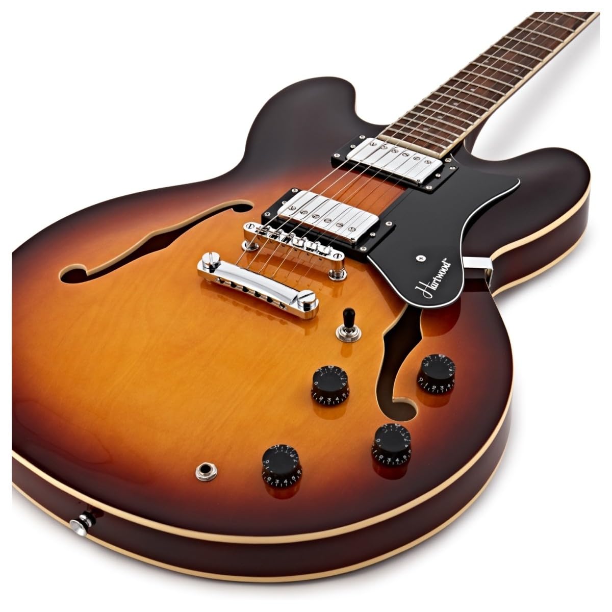 Hartwood Chitarra semi-acustica Revival e custodia rigida, Sunburst | Include Custodia Rigida, Ponticello Fisso per Accordatura Stabile e Sustain, Corpo Semi-Cavo in Tiglio, Sunburst