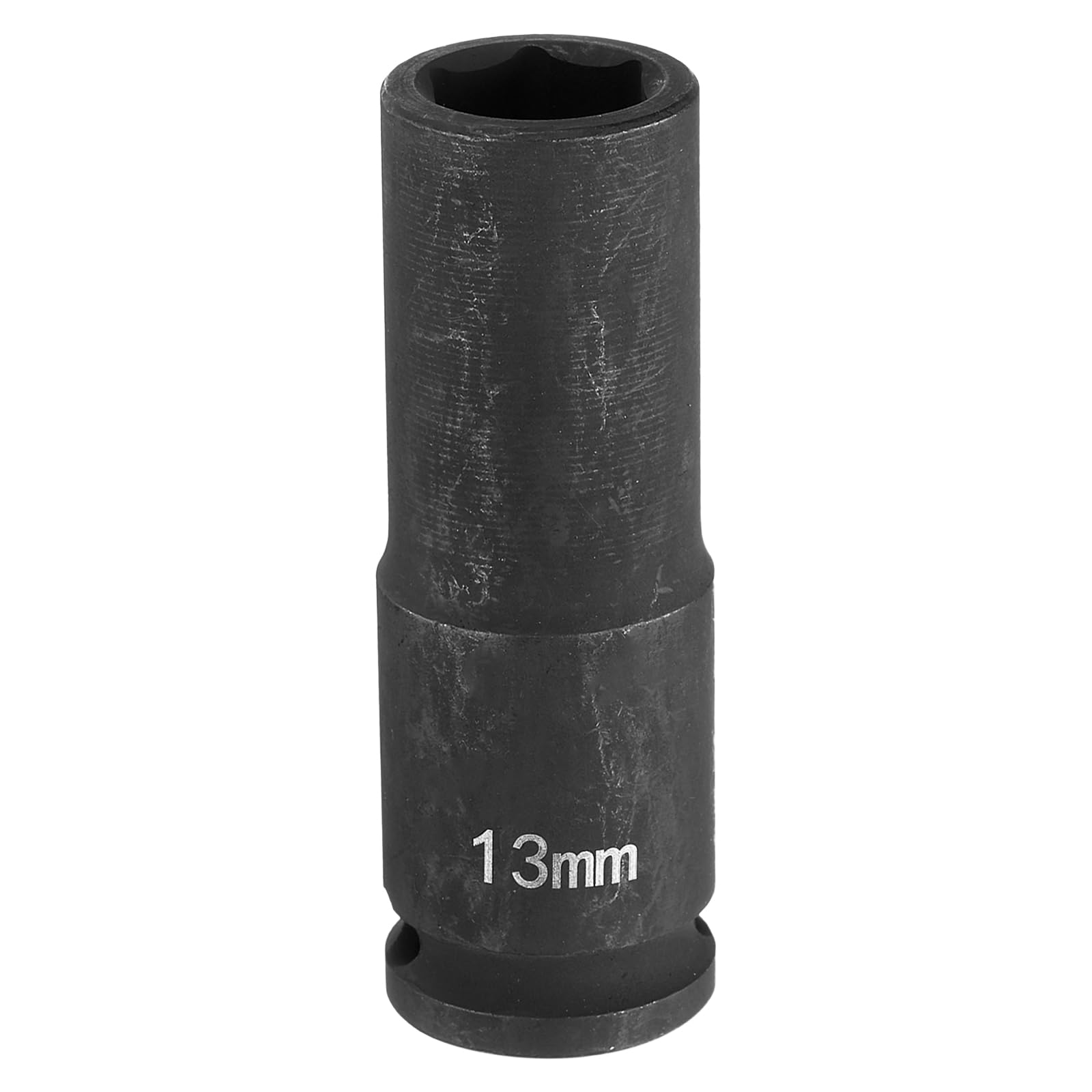 HARFINGTON Deep Impact Socket 3/8" Square Drive by 13mm Metric 6 Point Socket 65mm (2.56") Long CR-MO Steel Industrial Grade Flip Socket for Home Auto Hex Nuts Bolts Repair, Black