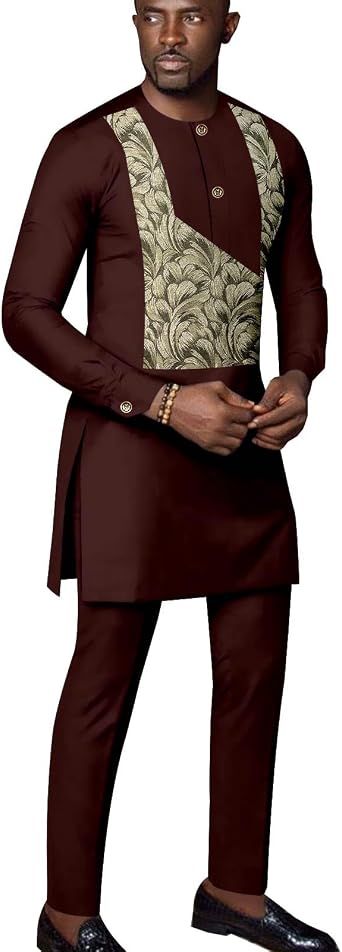 Dashiki Men African Clothes Plus Size Shirts and Pants 2 Piece Set Ankara Attire Tribal Outfits