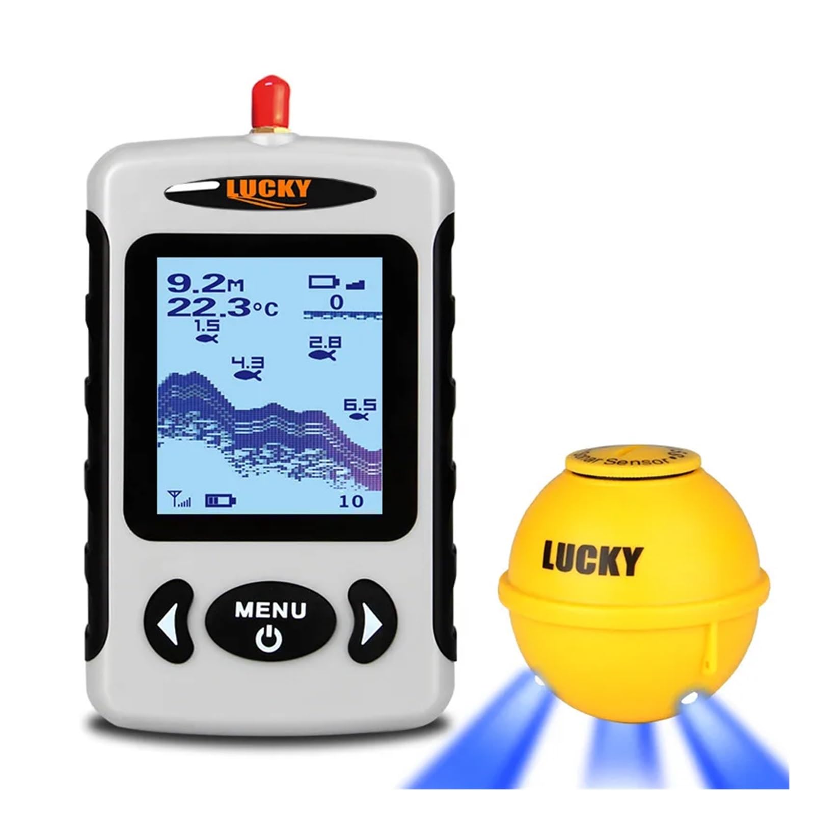 Bezprzewodowy przenośny echosonda 45M/135FT echosonda głębokość alarm rzeka jezioro,Wykryj czułość