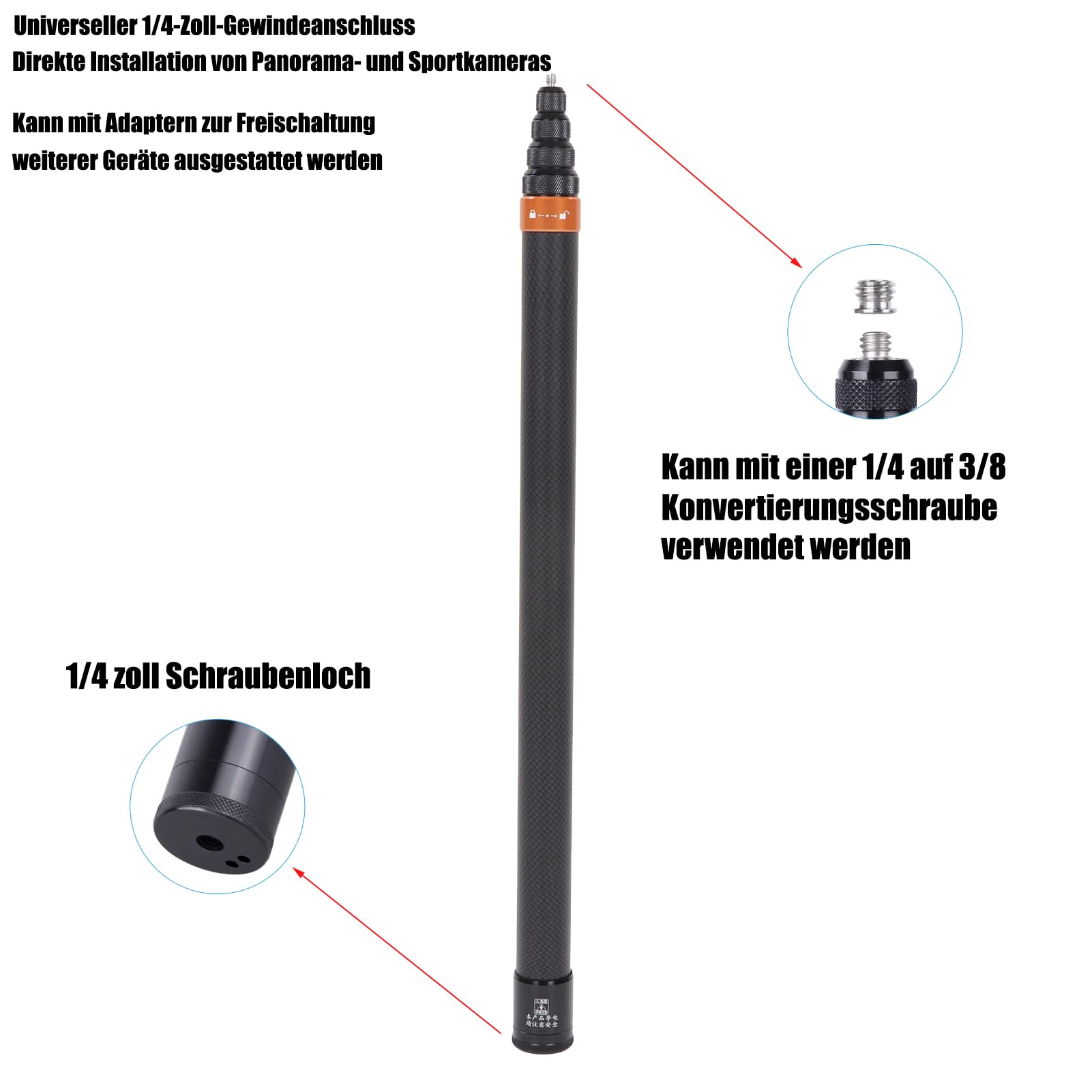 Insta360 Power Invisible Selfie Stick met ingebouwde cameralader voor Insta360 X3, ONE X2 en One RS
