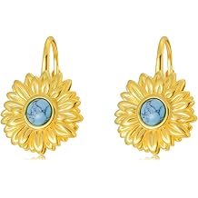 925 Sterling Silver Turquoise Exquisite Flower Dangle Earrings Boho Style Leverback Drop Earrings Jewelry Gifts for Women Mother