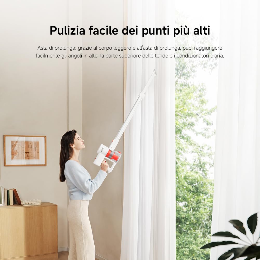 Aspirapolvere Senza Fili XIAOMI G20 Lite, 18kPa Potenza Aspirazione, 40 Min Autonomia, Rilevamento Polvere Luce Bianca, Spazzole 2-in-1, Svuotamento Un Solo Tocco, Ideale per Fessure Divani e Tastiere