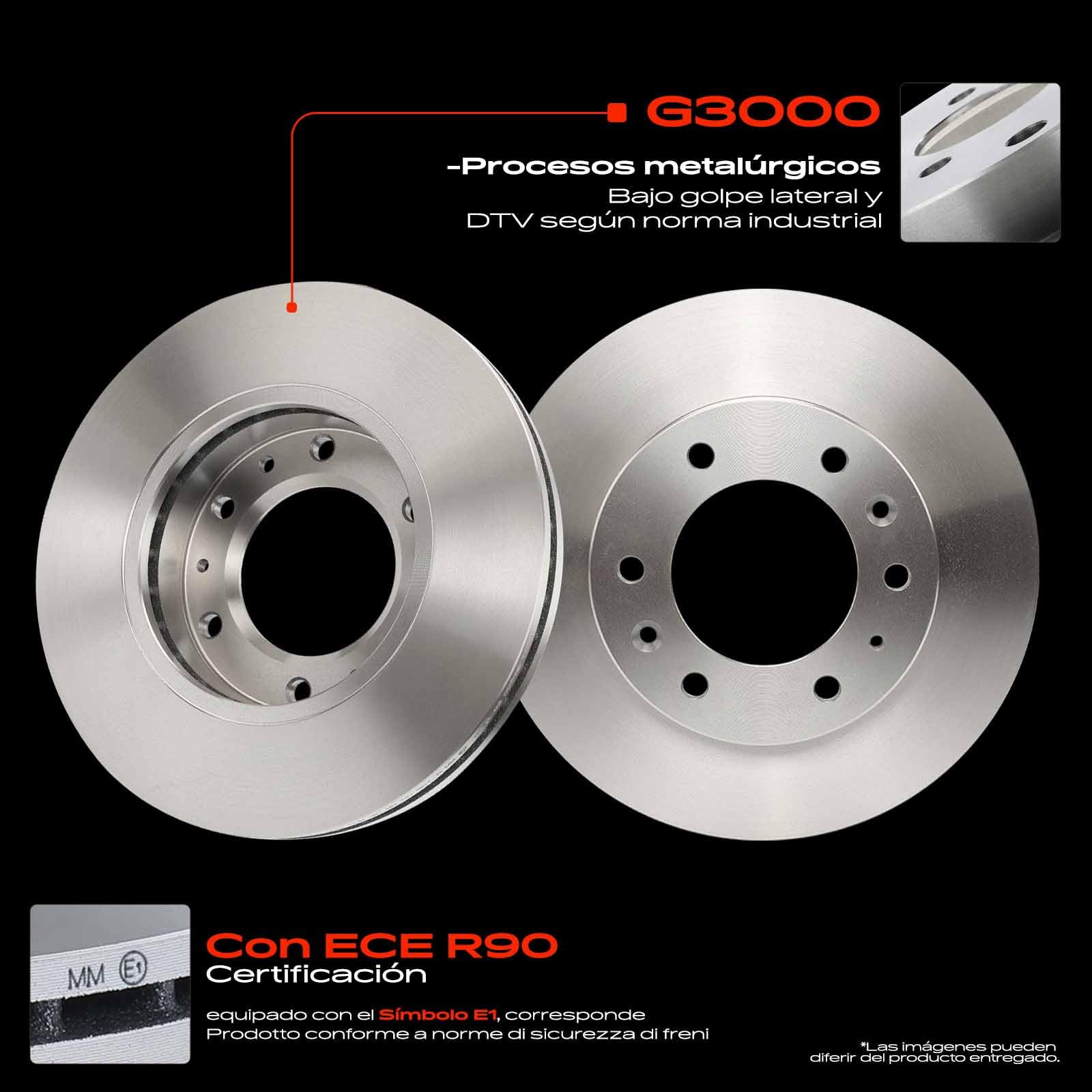 Frankberg 2 discos de freno + 4 pastillas de freno | AB311125AB, AB311125AC; Compatible con: Ranger TKE