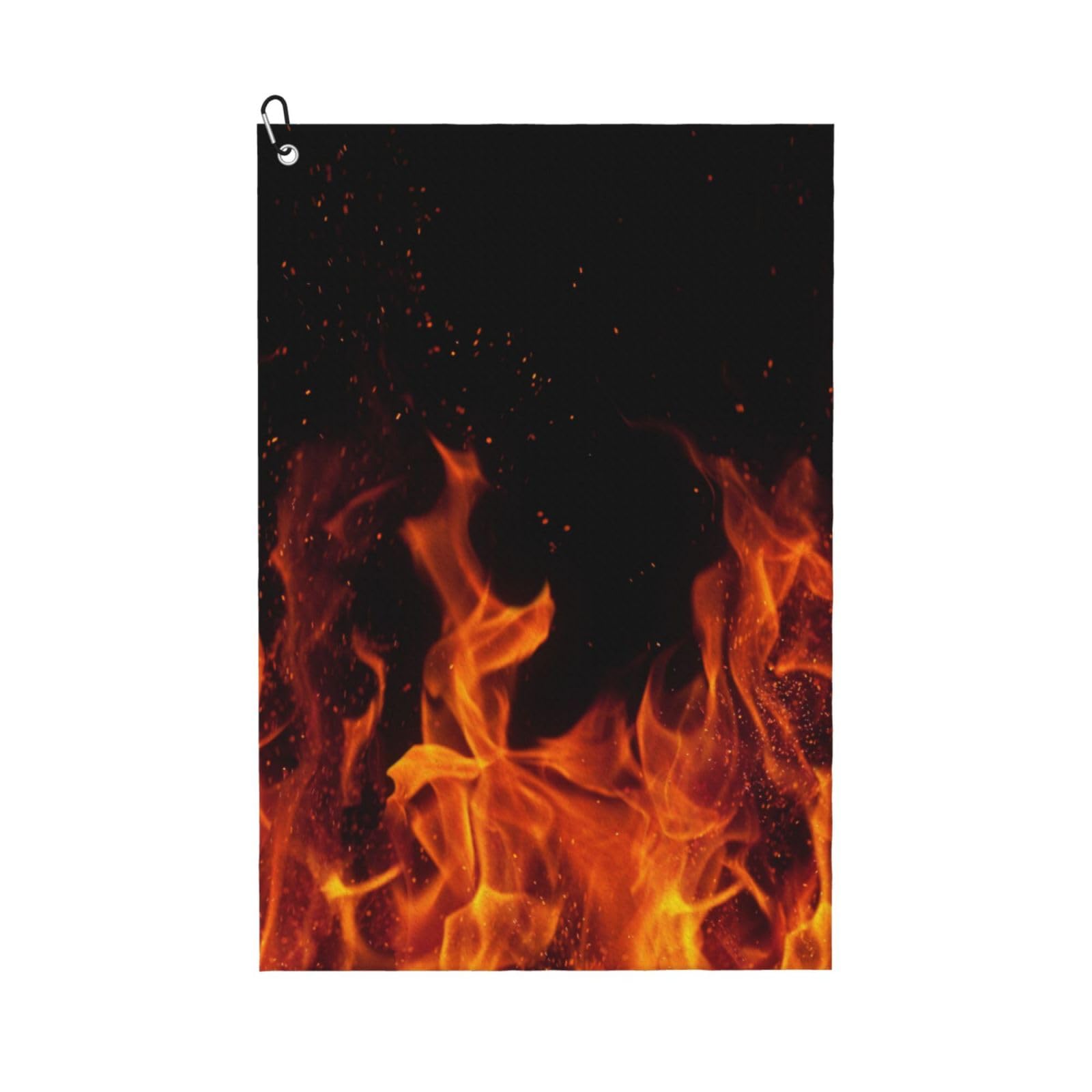Hnnkloy Fire Pattern, 16x24 in Portable Waffle Golf Towels with Carabiner Clip for Golf Bag
