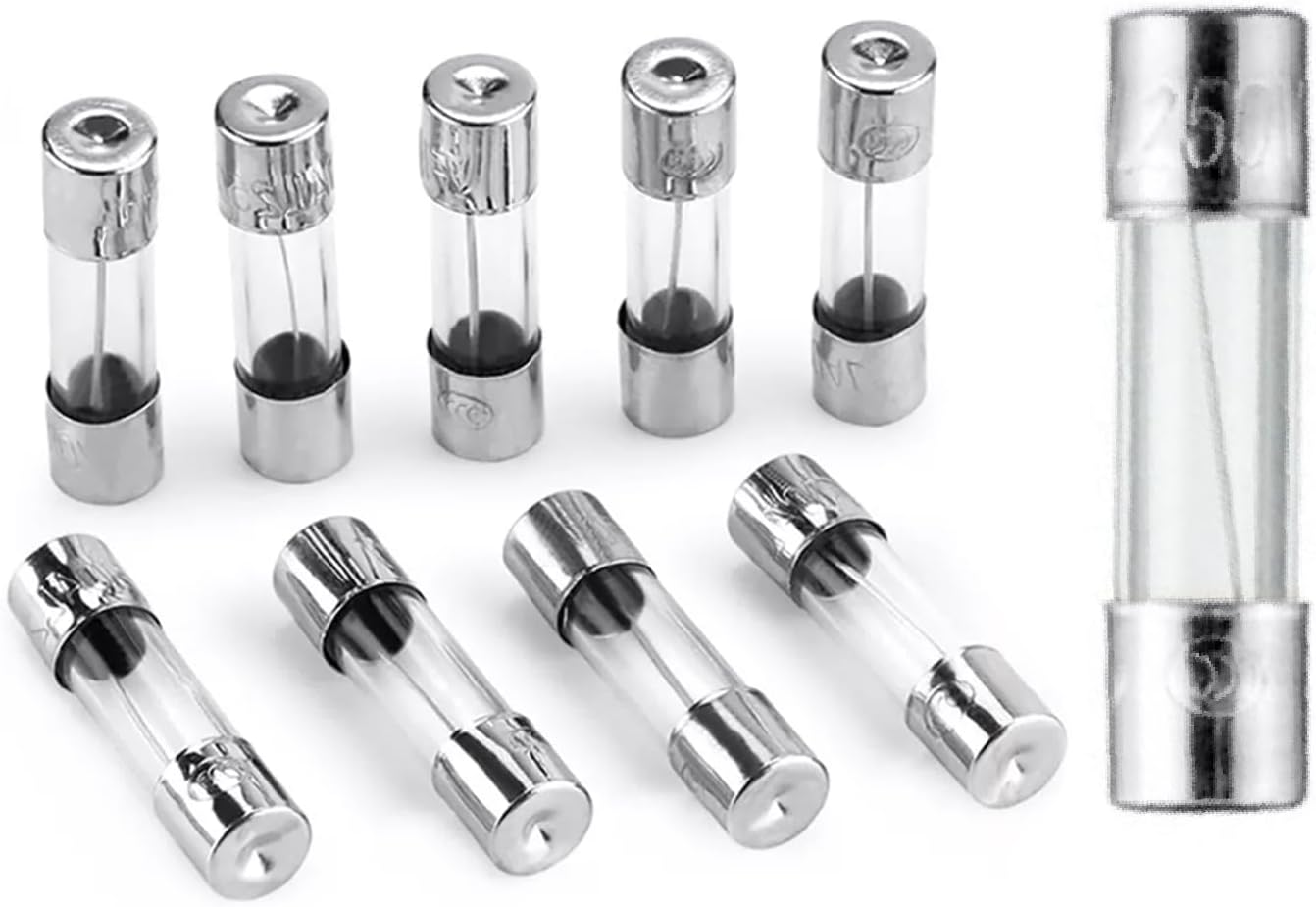 Fast Blow Fuse F3AL250V 5x20mm Pack of 10 Glass Fuse 3A 3Amp 250V Glass Fuses 0.2x0.78 Inch