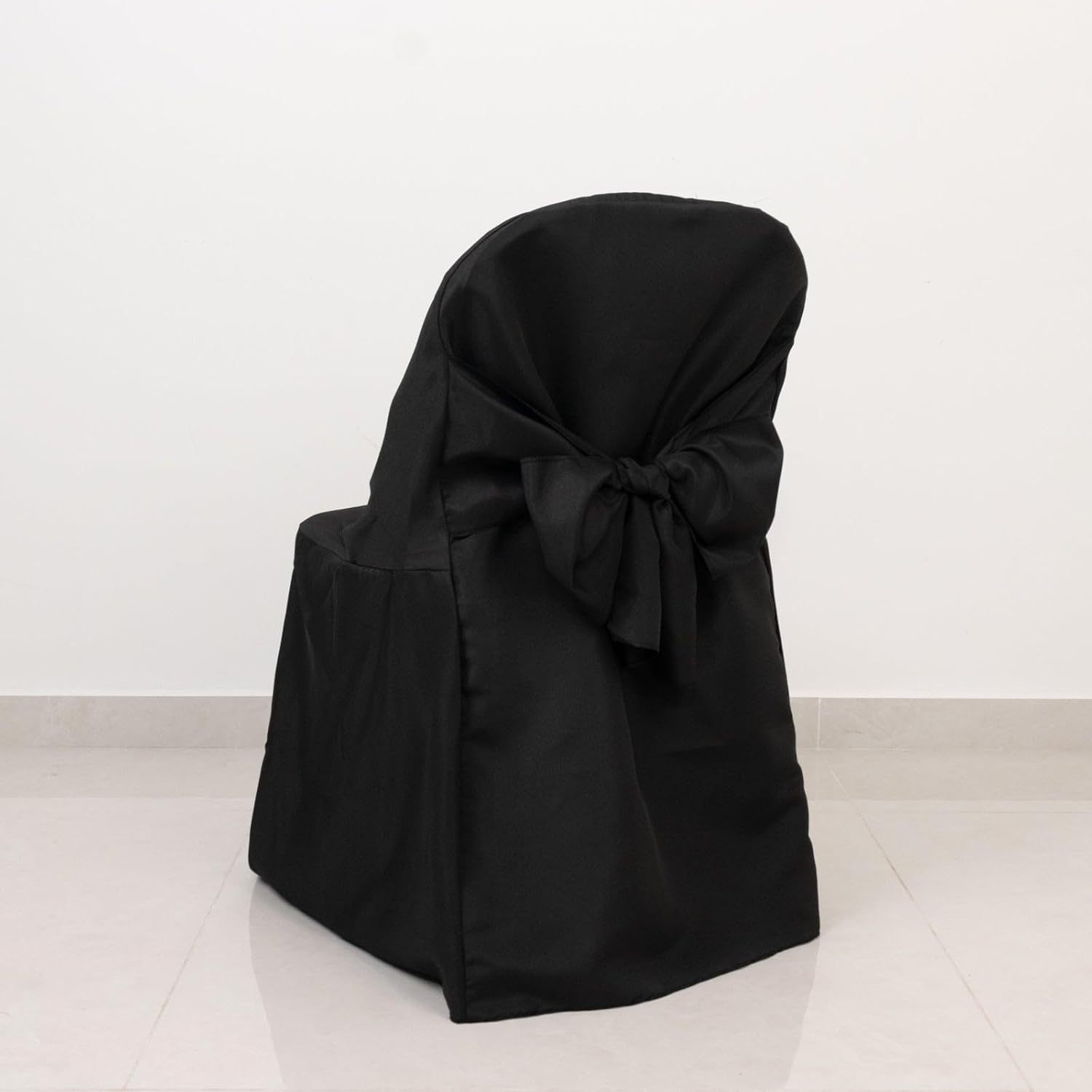 Efavormart 10 Pack Black Linen Polyester Folding Chair Covers for Party Dining Chairs Reusable Wedding Chair Slipcovers with Attached Sashes Outdoor Event Decor