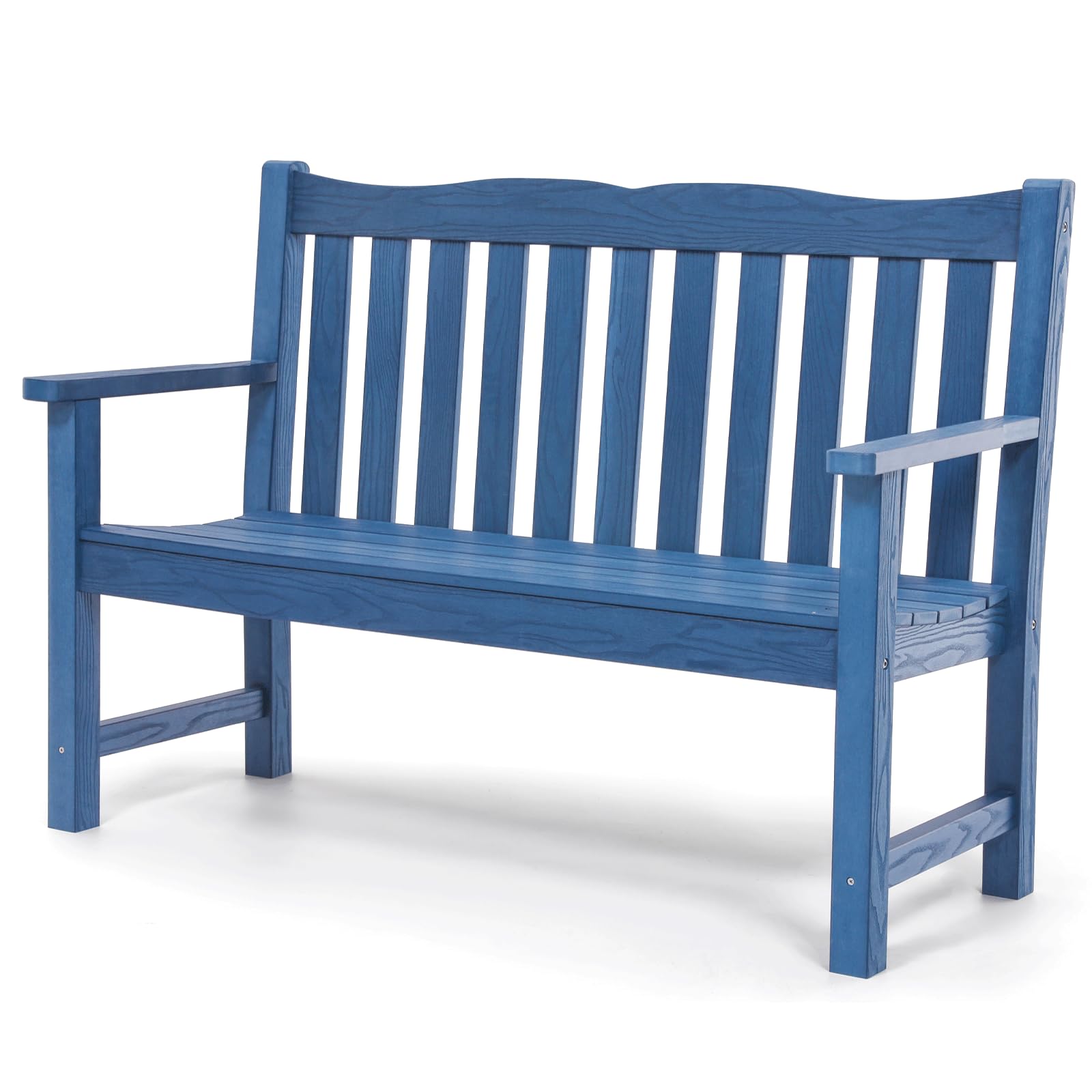 Stoog Outdoor Bench, 2-Person All-Weather HIPS Plastic Garden Bench with 800lb Capacity, Never Rot or Fade, Used for Patio, Porch, Backyard, Blue