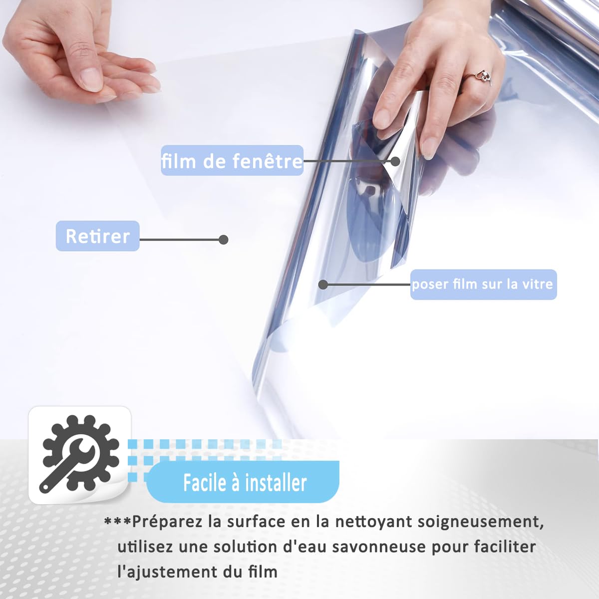 Film Miroir pour Fenetre 80x200cm, Film Fenetre Anti Regard Transparent, Film Occultant Fenêtre, Film de Protection Solaire, Anti Chaleur et UV, Film sans Tain Adhésif avec Raclette, Argenté