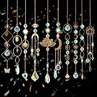 Vista 8 de Atrapasoles, 10 piezas de kit colgante de prisma de cristal con cadena, bolas de cristal, colgantes, adornos para arco iris para ventanas