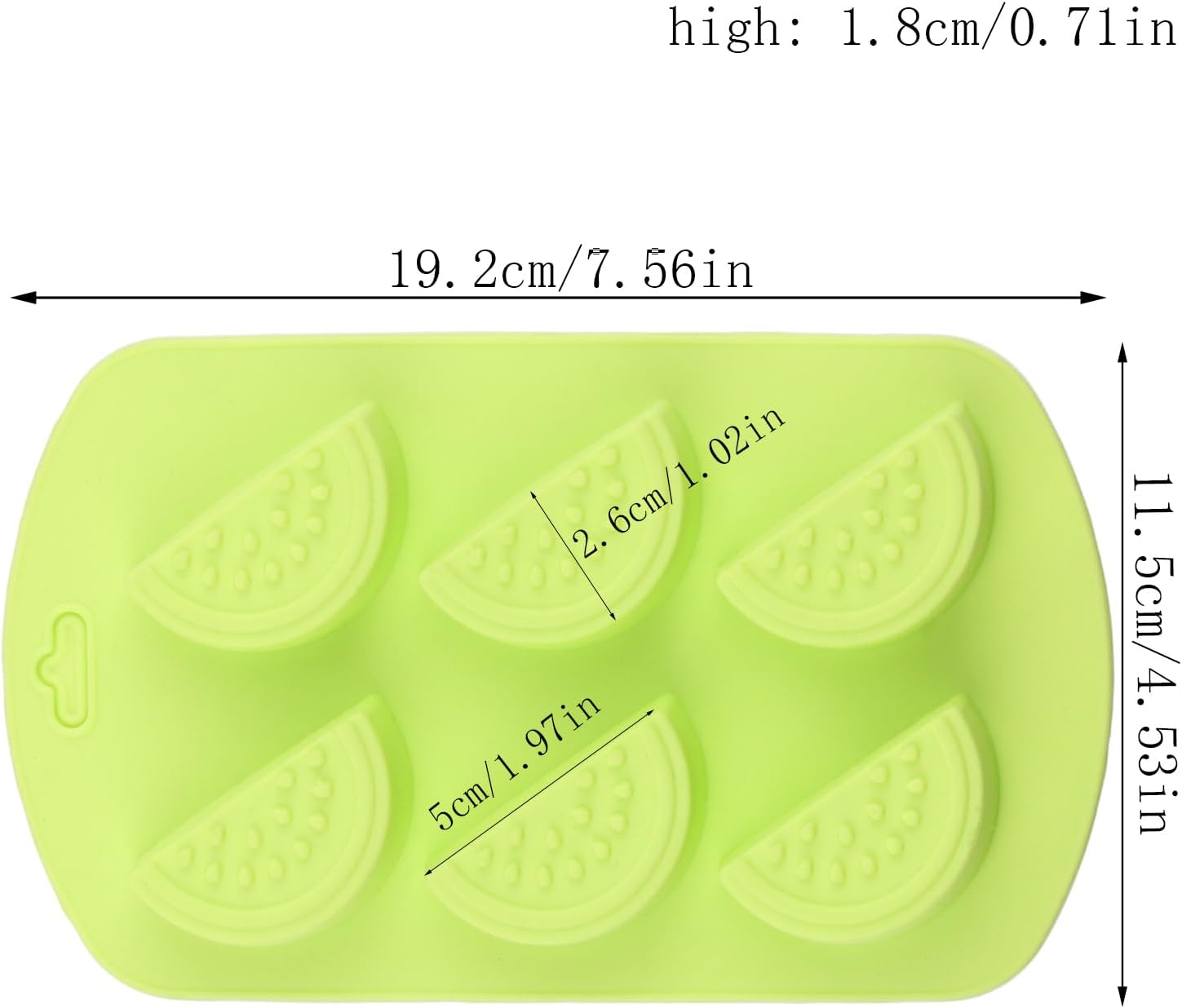 6 Cavity Watermelon Silicone Candy Molds For Chocolate Candy Cupcake Topper Decorating Set Of 2