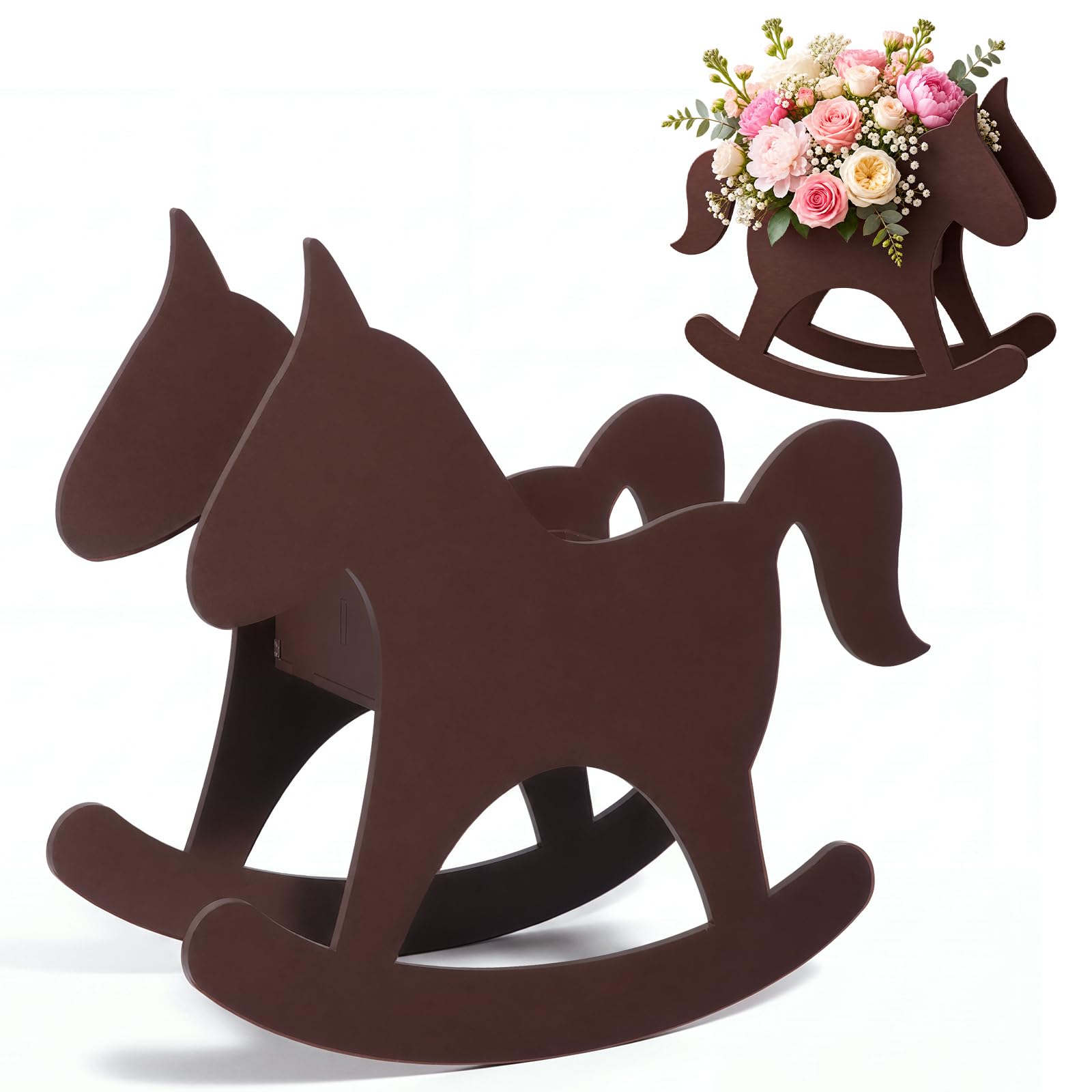 Mifoci Decorazione in legno a forma di cavallo a dondolo, 36 x 13 x 32 cm