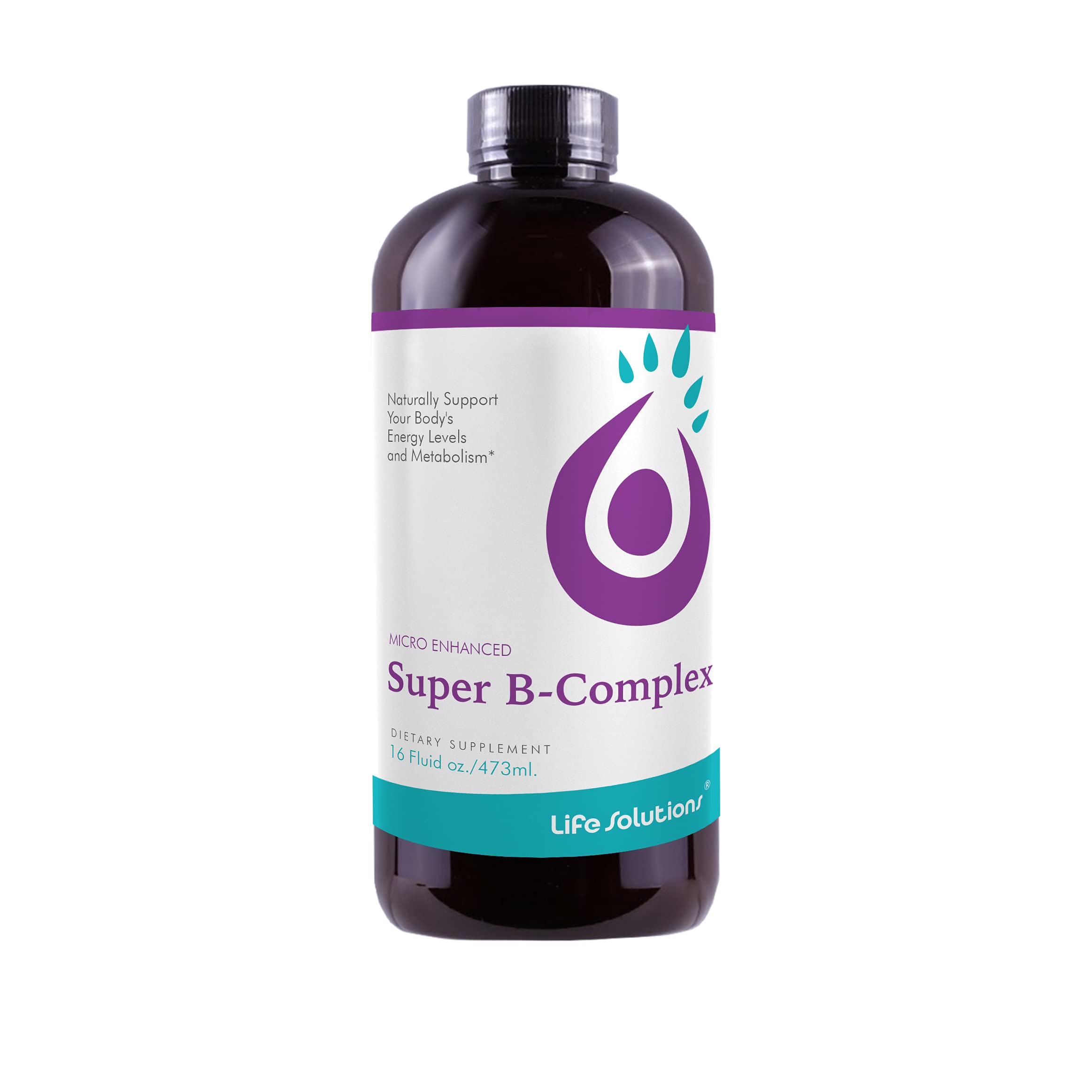 Life Solutions - Liquid Super B-Complex - 16 Oz. Naturally Support Your Body's Energy Levels and Metabolism