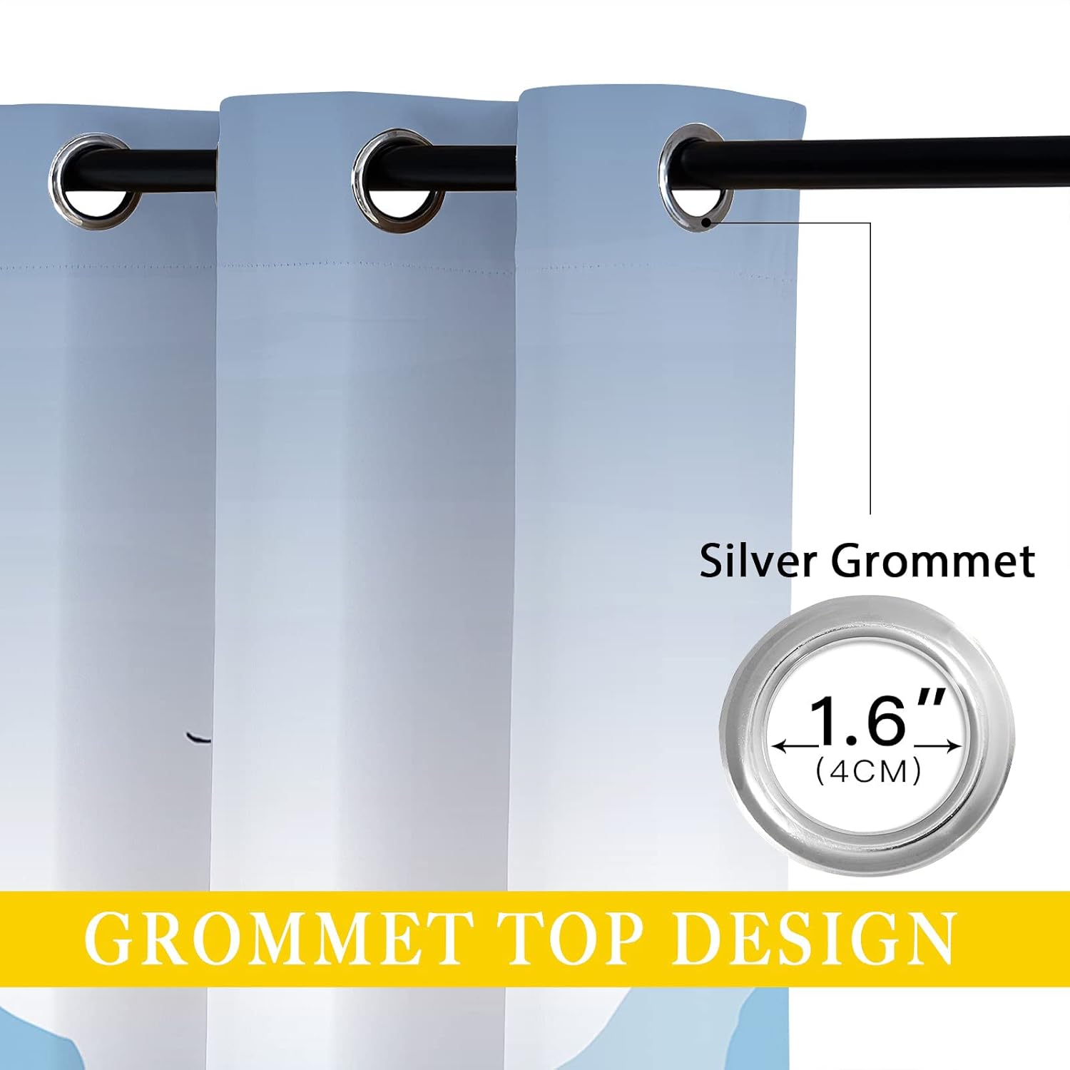 Deer Blackout Curtains for Girls Boy Home Decor, Nature Mountain Forest Landscape Animal Elk Grommet Thermal Insulated Drapes Darkening Window Curtain for Bedroom Living Room, 55 x 63 Inch