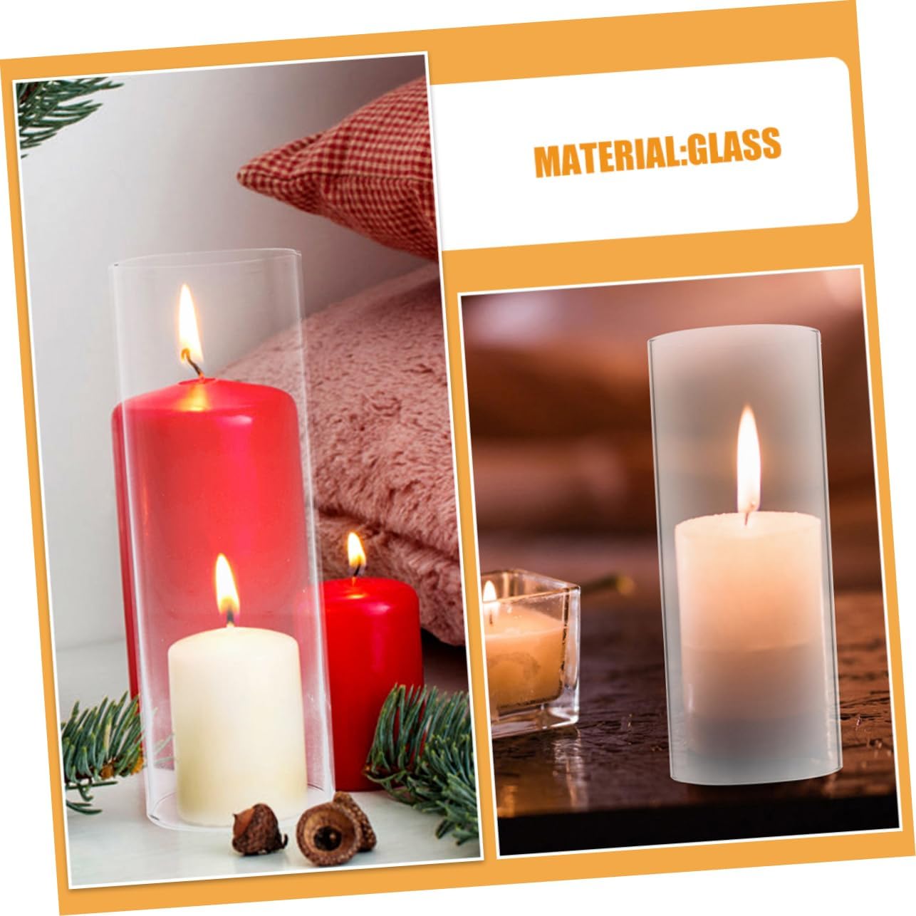 Cylindrical Glass Candle Holder Sleeve Windproof Decorative Shade for Tealight Candles Borosilicate Glass Suitable for Home Decor and Desktop Lighting