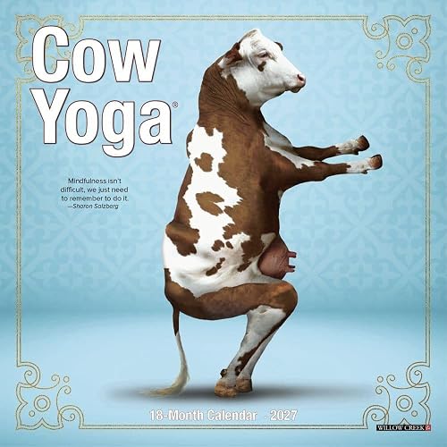 Willow Creek Press, Cow Yoga 2027 7" x 7" Mini Wall Calendar
