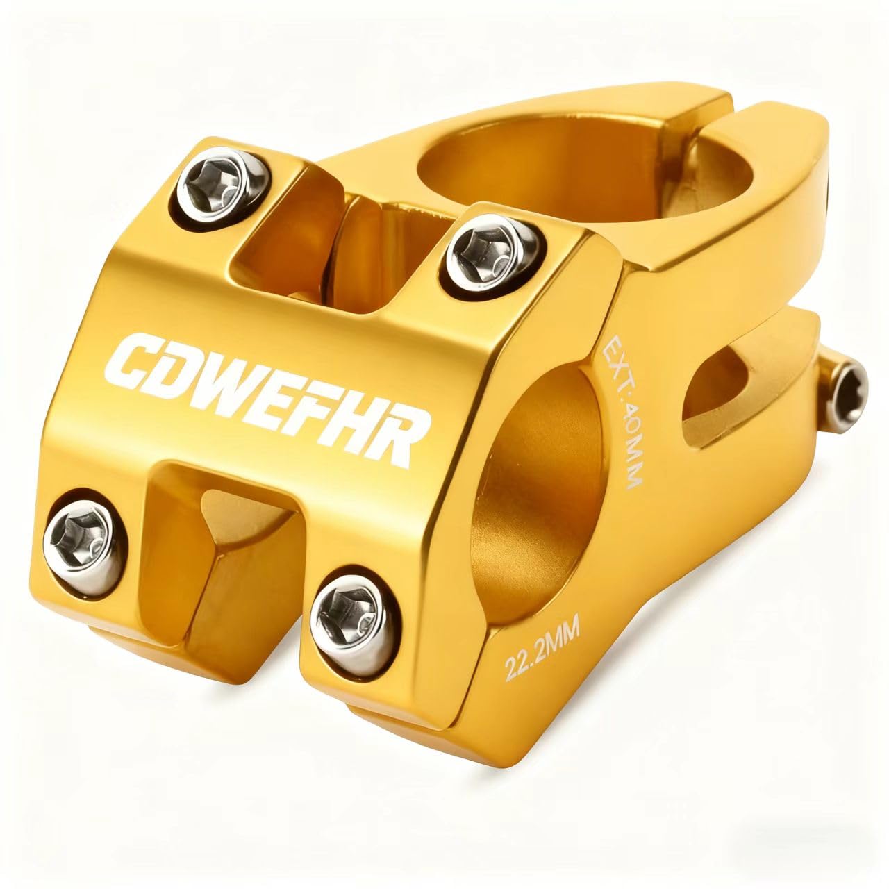 CDWEFHR 22.2mm Short Bike Stem 40mm Length Aluminum Alloy Handlebar Stem for MTB BMX E-Bikes (Gold)
