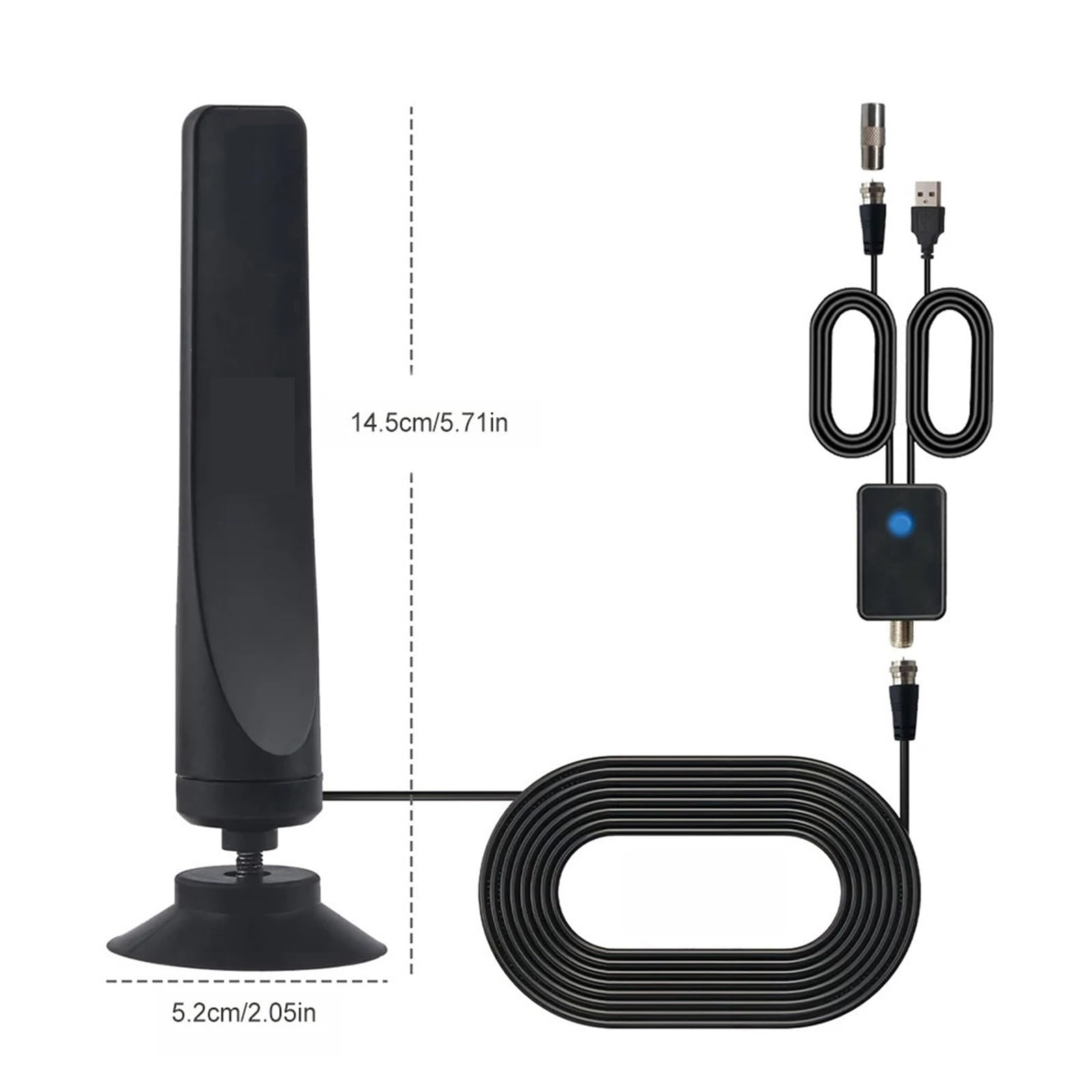 Antenna TV Digitale Con Amplificatore Di Segnale, Ventosa, Portata 50 Miglia, Ad Alto Guadagno, 25 DBi, Plug-in For Esterni E Interni Copertura più ampia