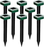 8 Pack Mole Repellent Solar Powered, Upgrade 2025 Waterproof Ultrasonic Gopher Vole Repellent Outdoor, Rat, Squirrel, Skunk, Repellent for Lawn Garden & Yard