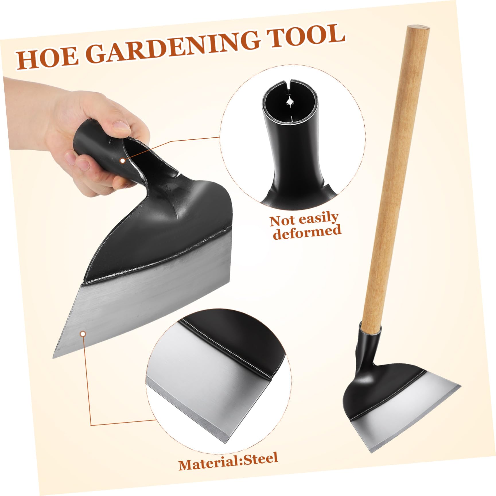 Kichvoe Strumento Manuale per Giardinaggio in Acciaio per Diserbo e Scavo Terreno, Larga per Orto e Frutteto senza Manico, Utensile per Lavoro Agricolo