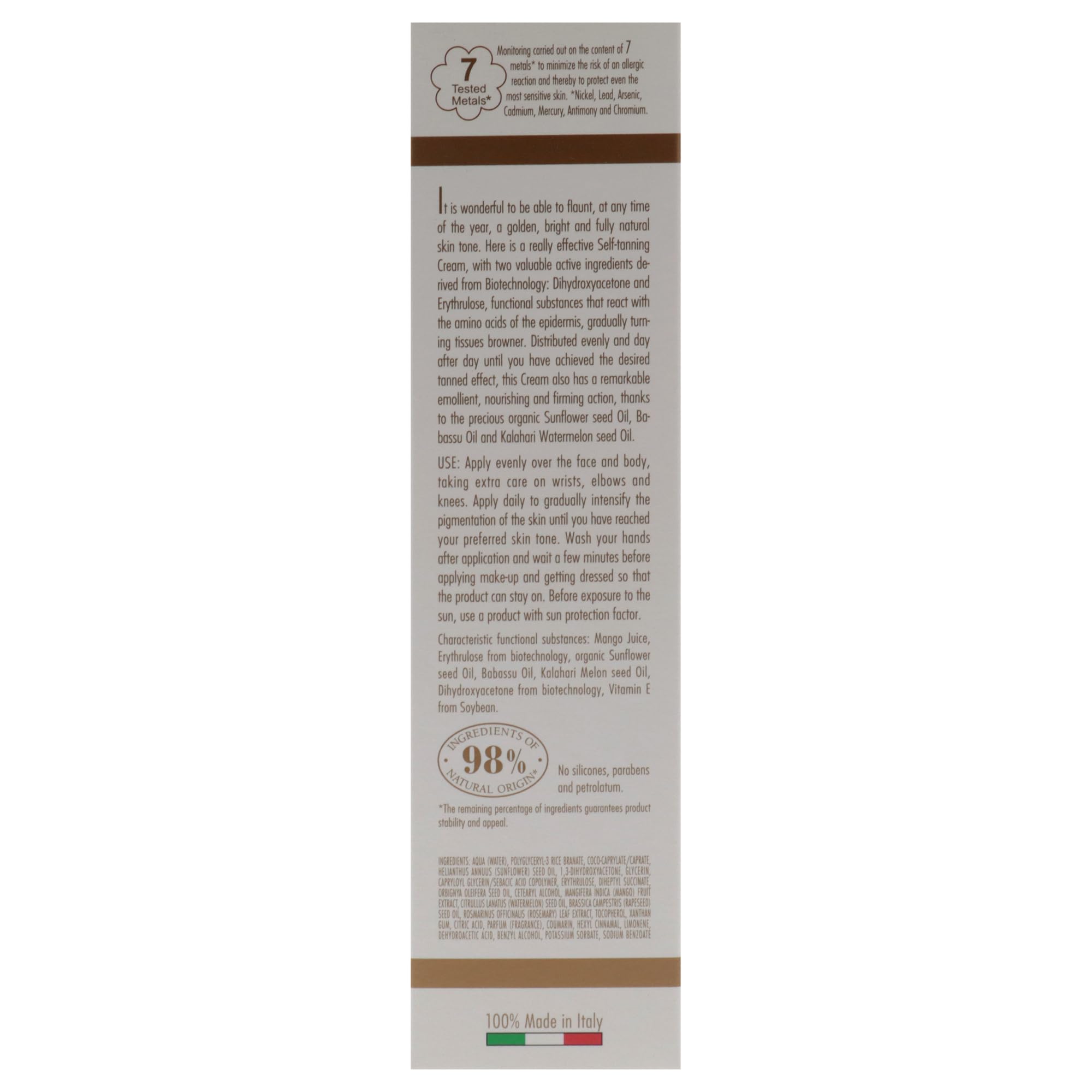 L'Erbolario Crema Autoabbronzante Viso e Corpo - Succo di Mango, Ritrulosio e Olio di Semi di Girasole Biologico - Abbronzatura Dorata - Sistema AIRLESS - Made in Italy - 1 Confezione da 100ml
