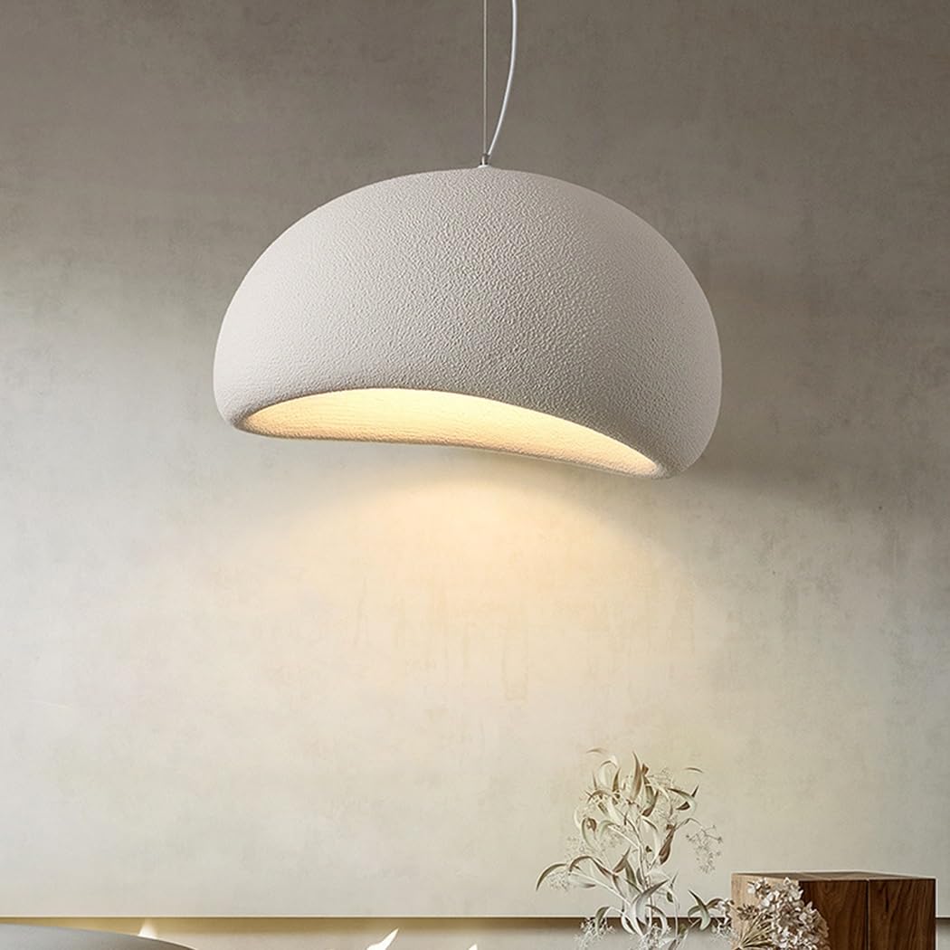 KXEcoLife Modern Wabi-Sabi Pendant Lamp E27 - Creative Imitation Stone Chandelier for Dining Room, Bedroom, Living Kitchen Island, Hallway White 60cm