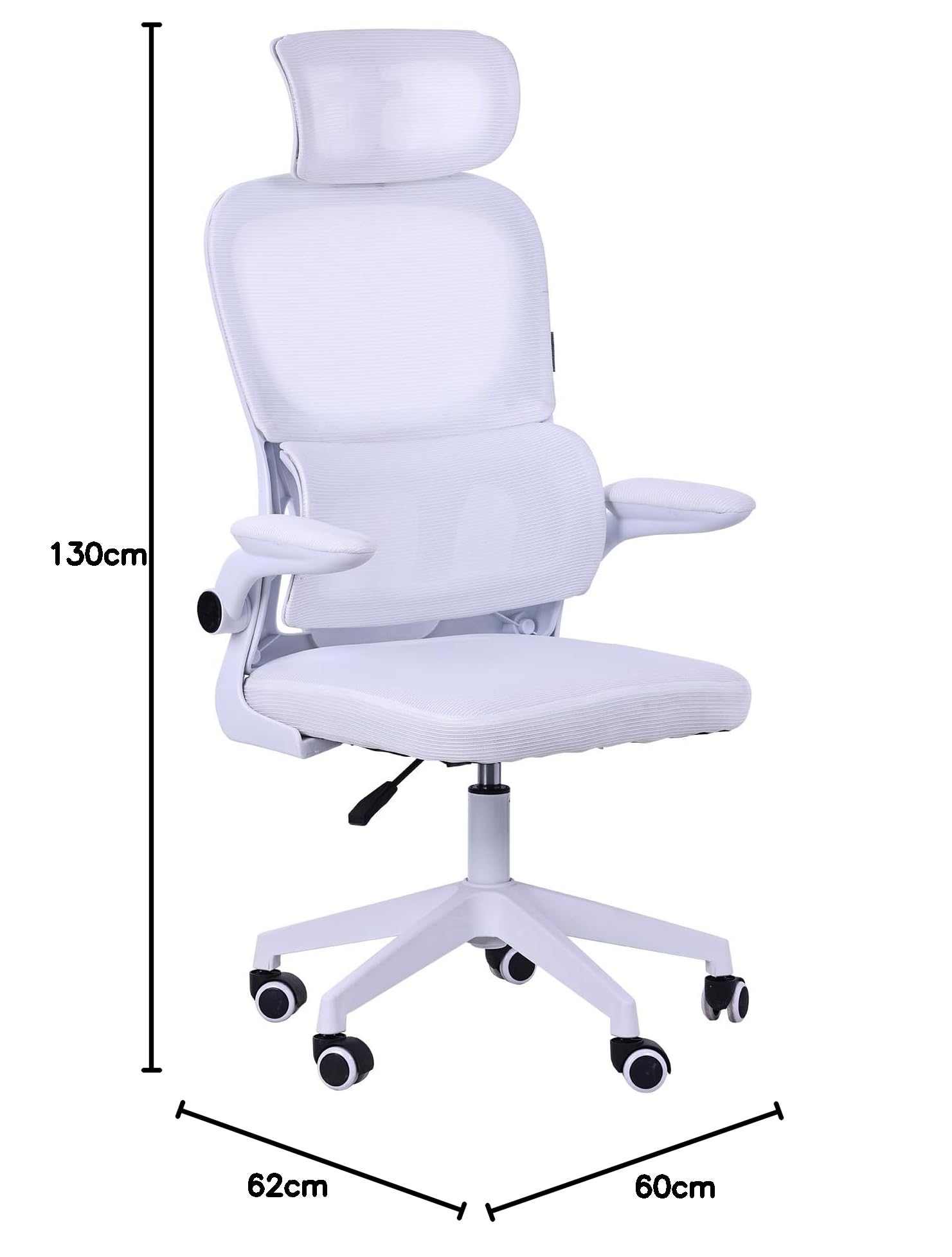 Mars Gaming MGC-ERGOPRO, Sedia Ergonomica Professionale, Supporto Lombare Attivo, Rete Traspirante, Altezza Regolabile 120-130cm, Braccioli Ribaltabili, Poggiatesta Regolabile, Sedia Ufficio, Bianco