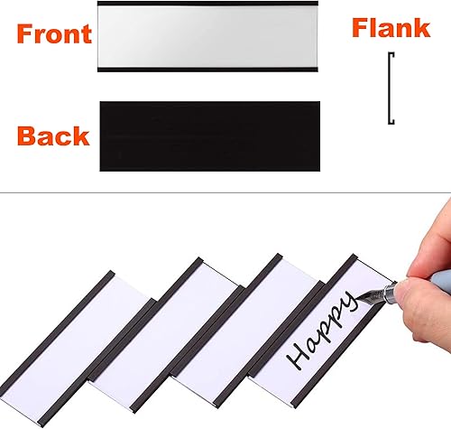 Miniatura 6 de Portatarjetas Magentic Channel "C" de 1 x 3 pulgadas con insertos de tarjetas blancas y 50 insertos de tarjetas de colores, tarjetas de doble cara,