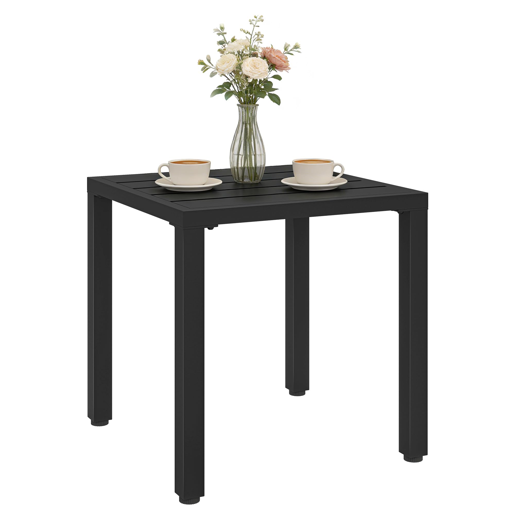 Outsunny Table de Jardin carrée 45 x 45 x 45,5 cm Noir métal intérieur extérieur