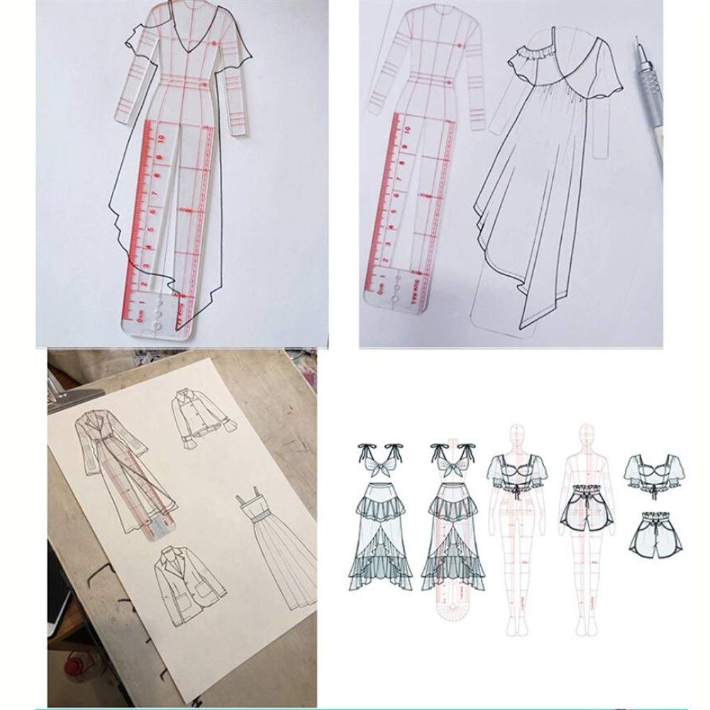 Regla MéTrica de PláStico Ropa Humanoide Patrón de Medición Reglas Diseño de Ropa de Moda Herramientas Dibujadas a Mano Herramientas de Costura Artesanales de Medición de Ropa Reglas de Costura