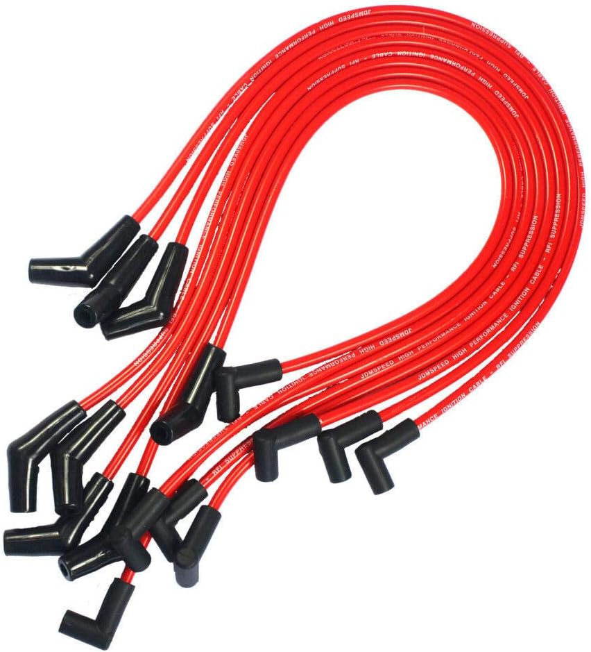 HEI RED Spiral Core SPARK PLUG WIRES 45 DEGREE END