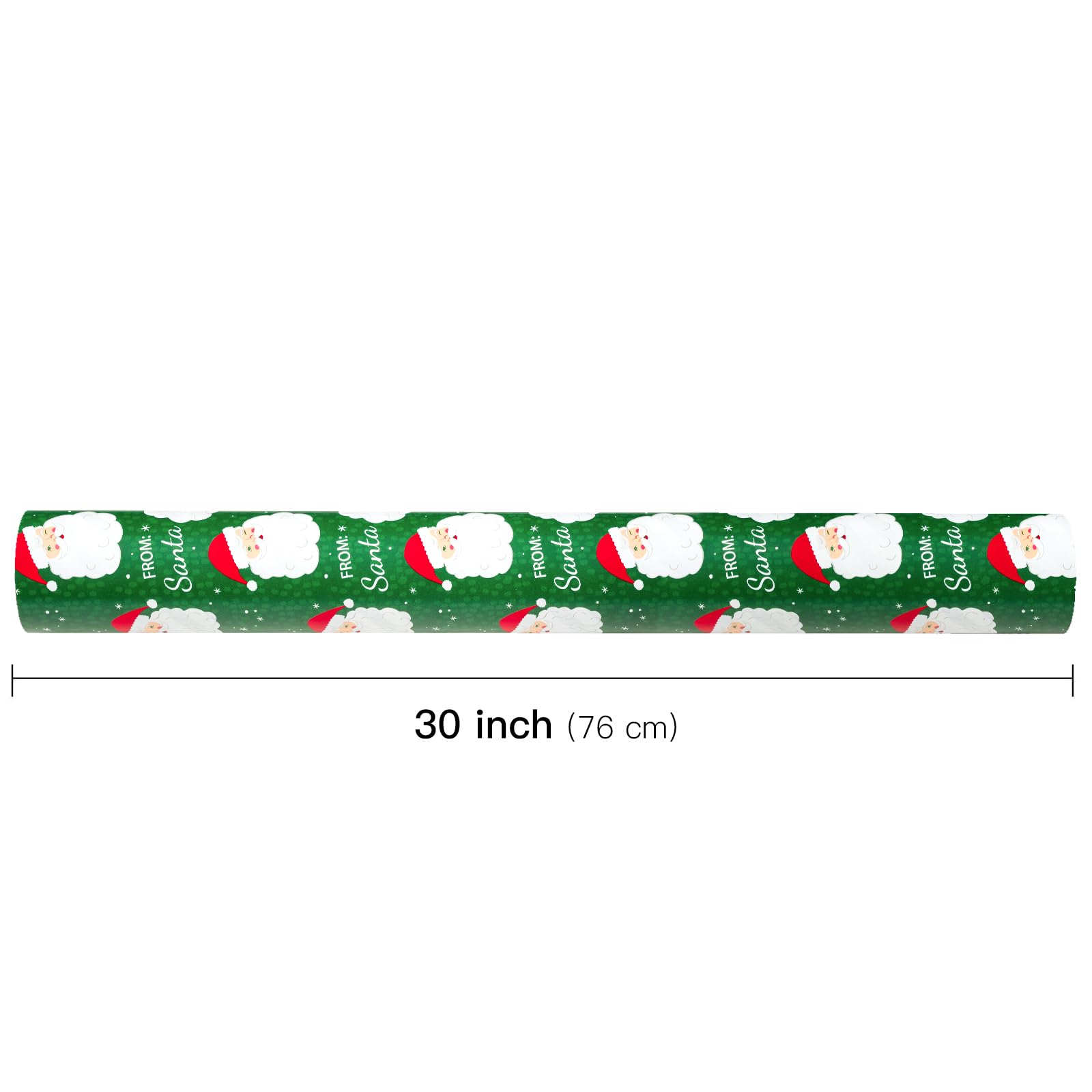 WRAPAHOLIC Wendbares Weihnachts-Geschenkpapier, 76,2 cm x 30 m, Jumbo-Rolle, grüner Weihnachtsmann und Streifen-Design